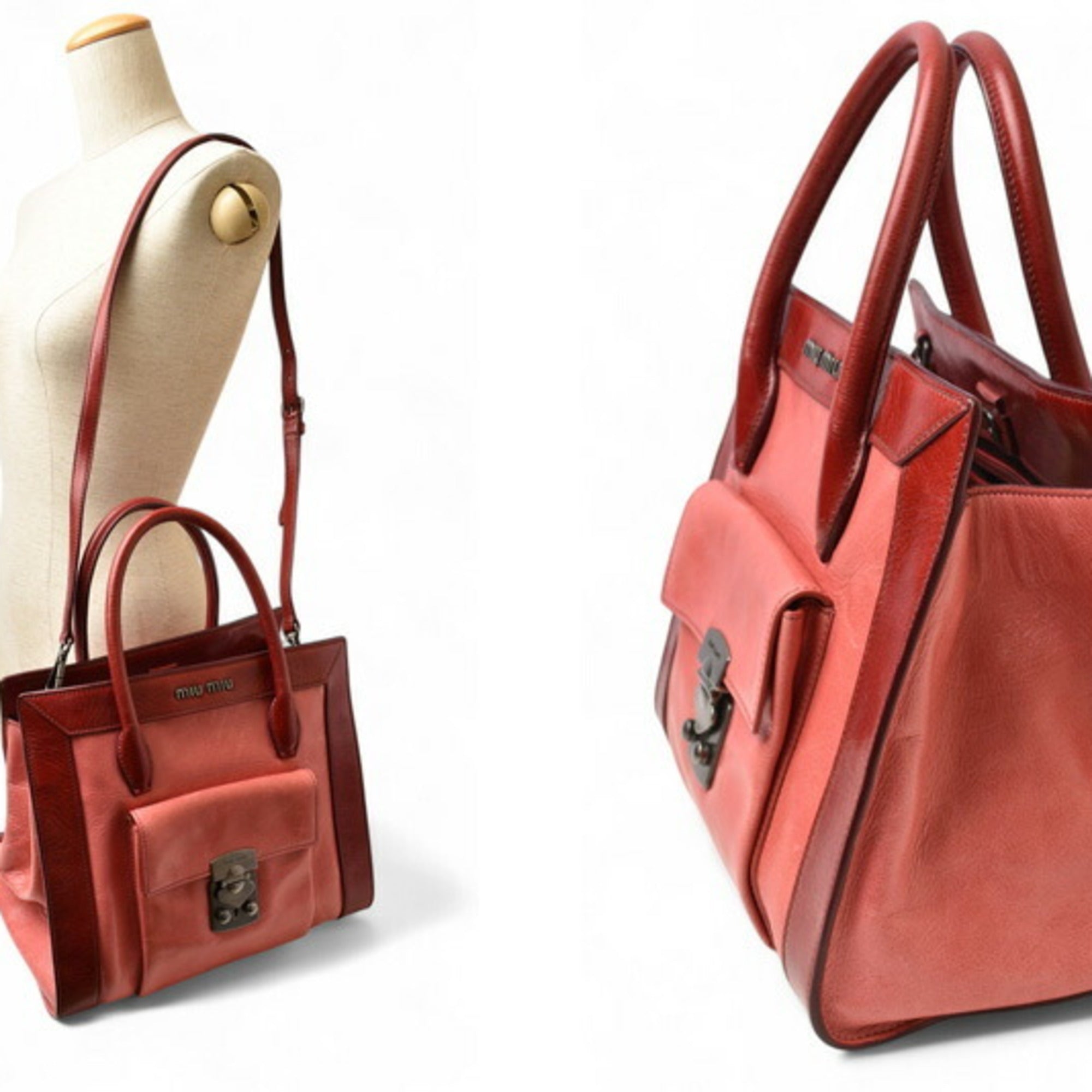 Miu Miu Leather Handbag Shoulder Bag Tote Bag (Pre-Owned)