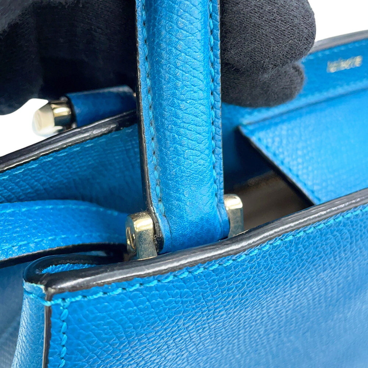 Valextra Blue Leather Handbag Shoulder Bag (Pre-Owned)