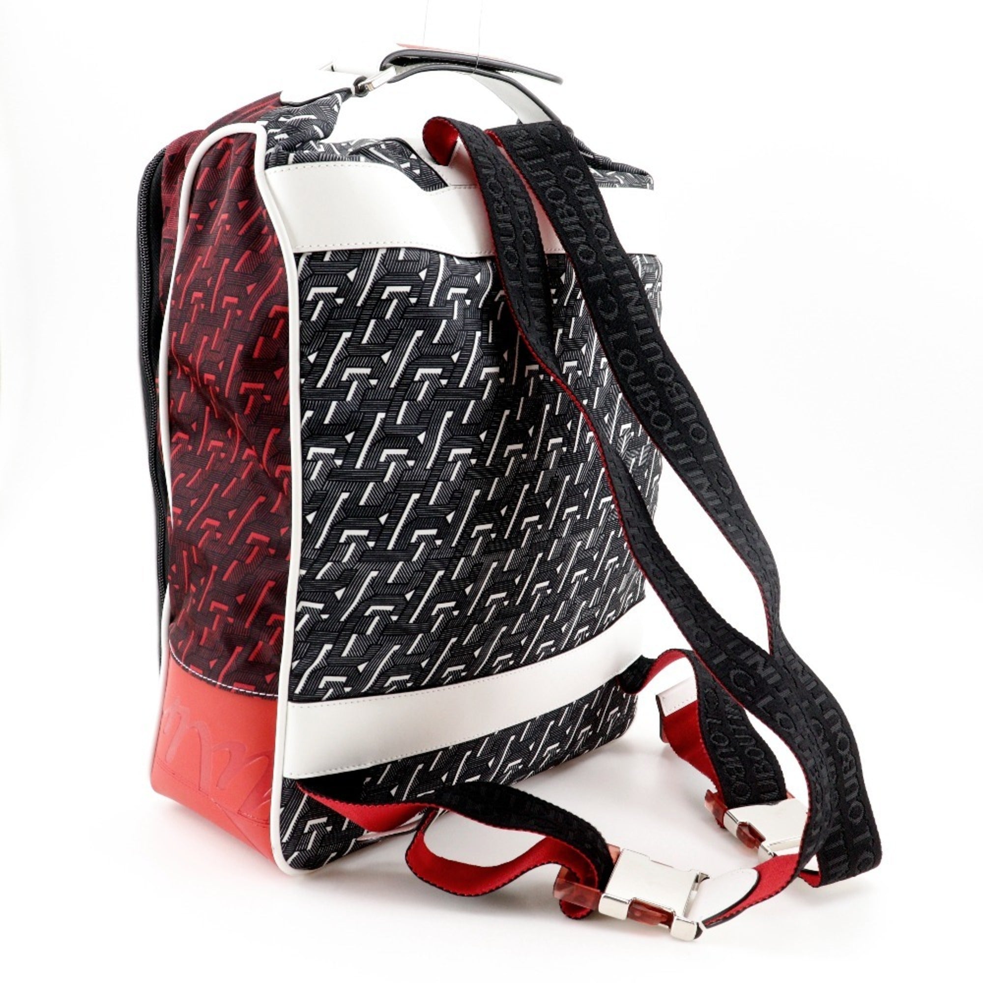 Christian Louboutin Black Red Color Nylon Backpack (Pre-Owned)