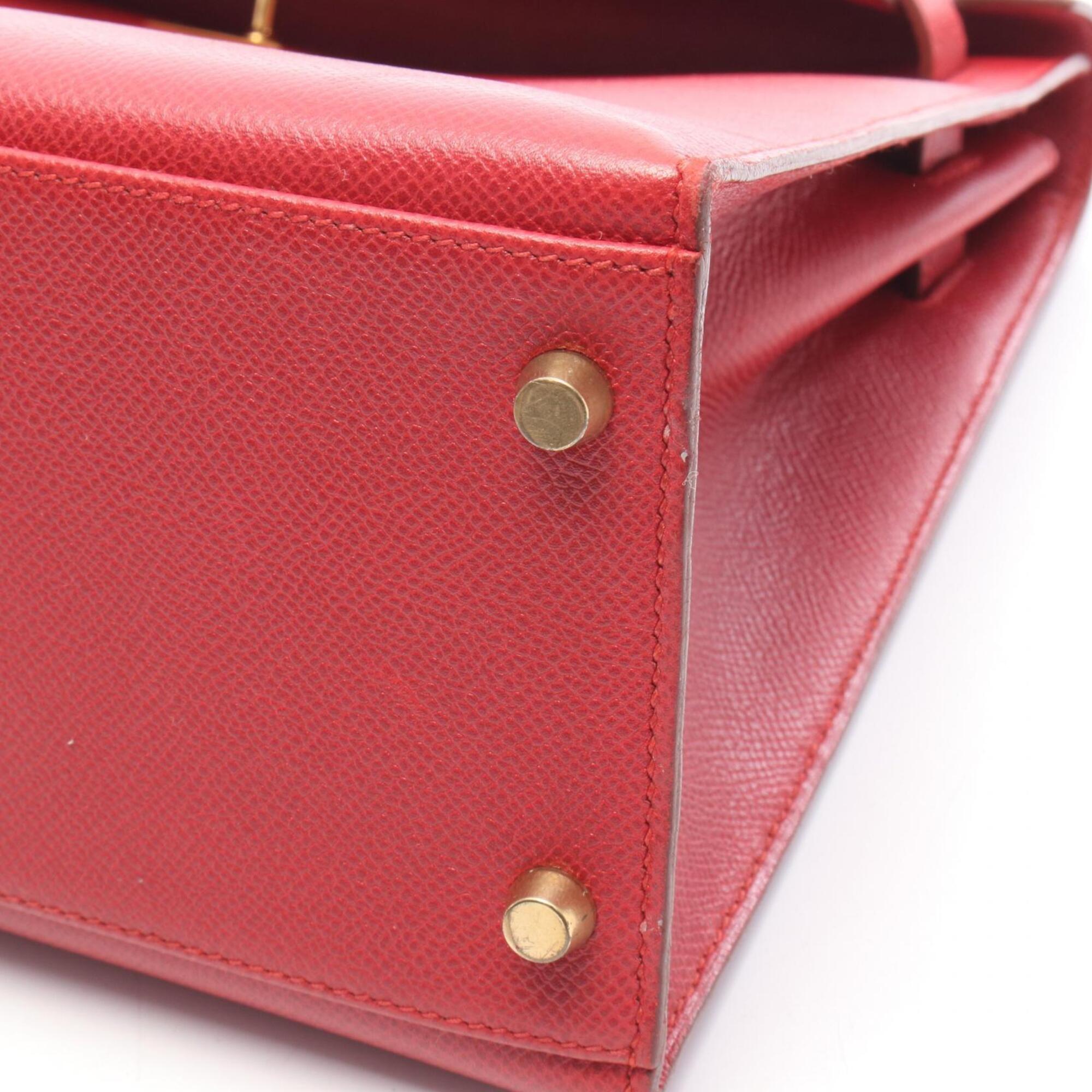 Hermes Red Color Courchevel Leather Handbag (Pre-Owned)