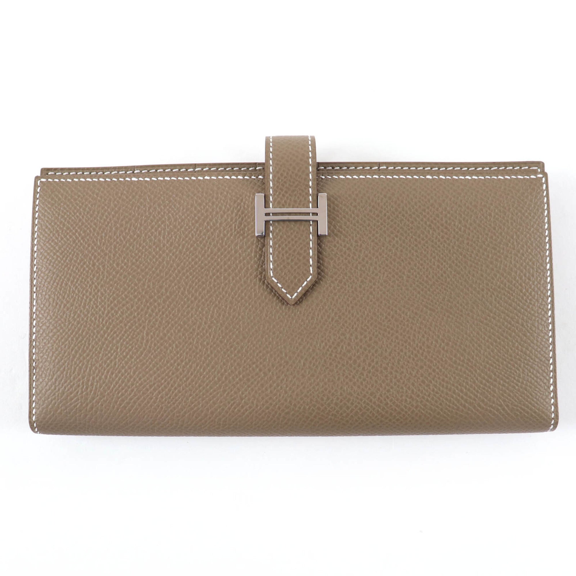 Hermes Etoupe Gray Leather Long Wallet (Bi-Fold) (Pre-Owned)