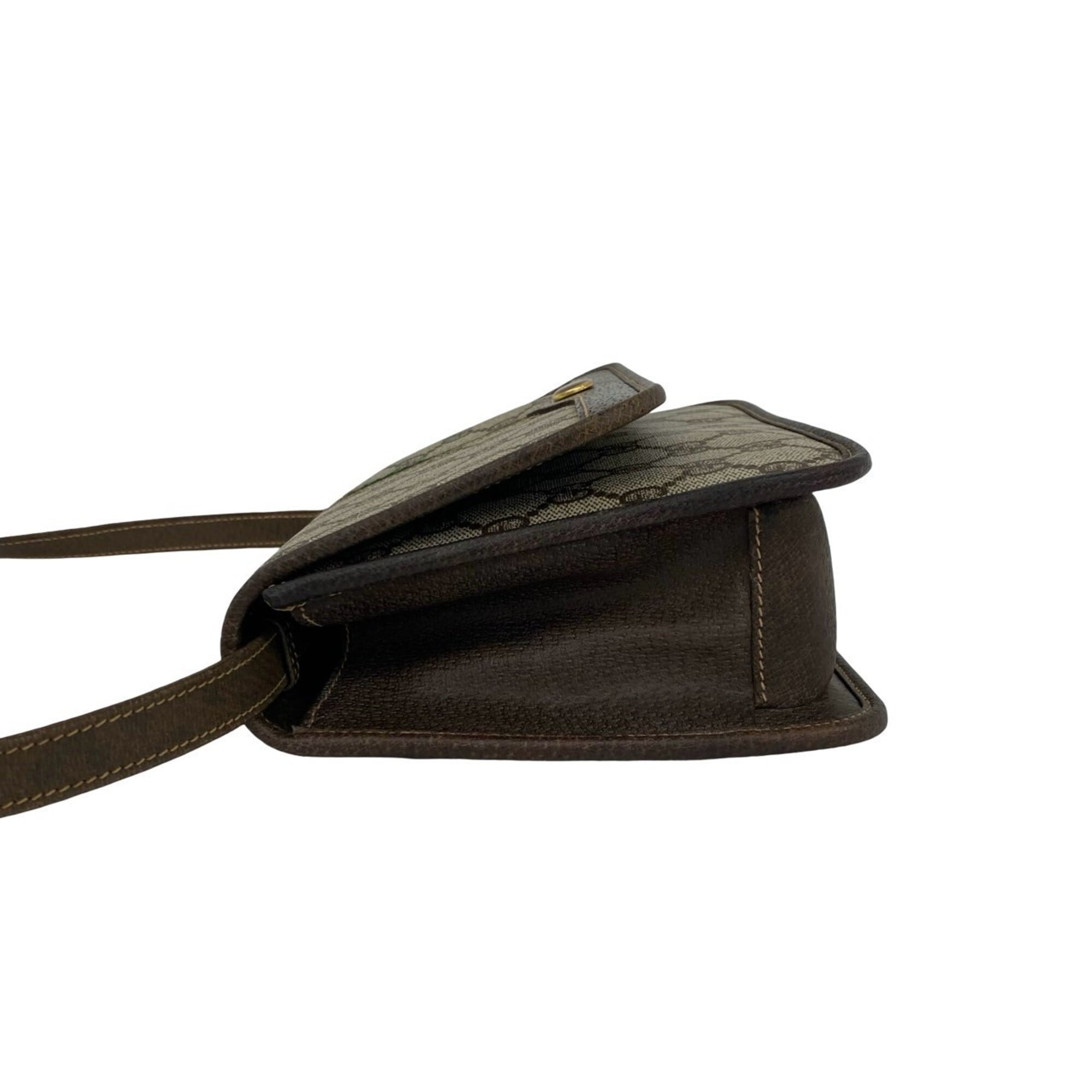 Gucci Brown Green Red Color Leather Pvc Shoulder Bag (Pre-Owned)