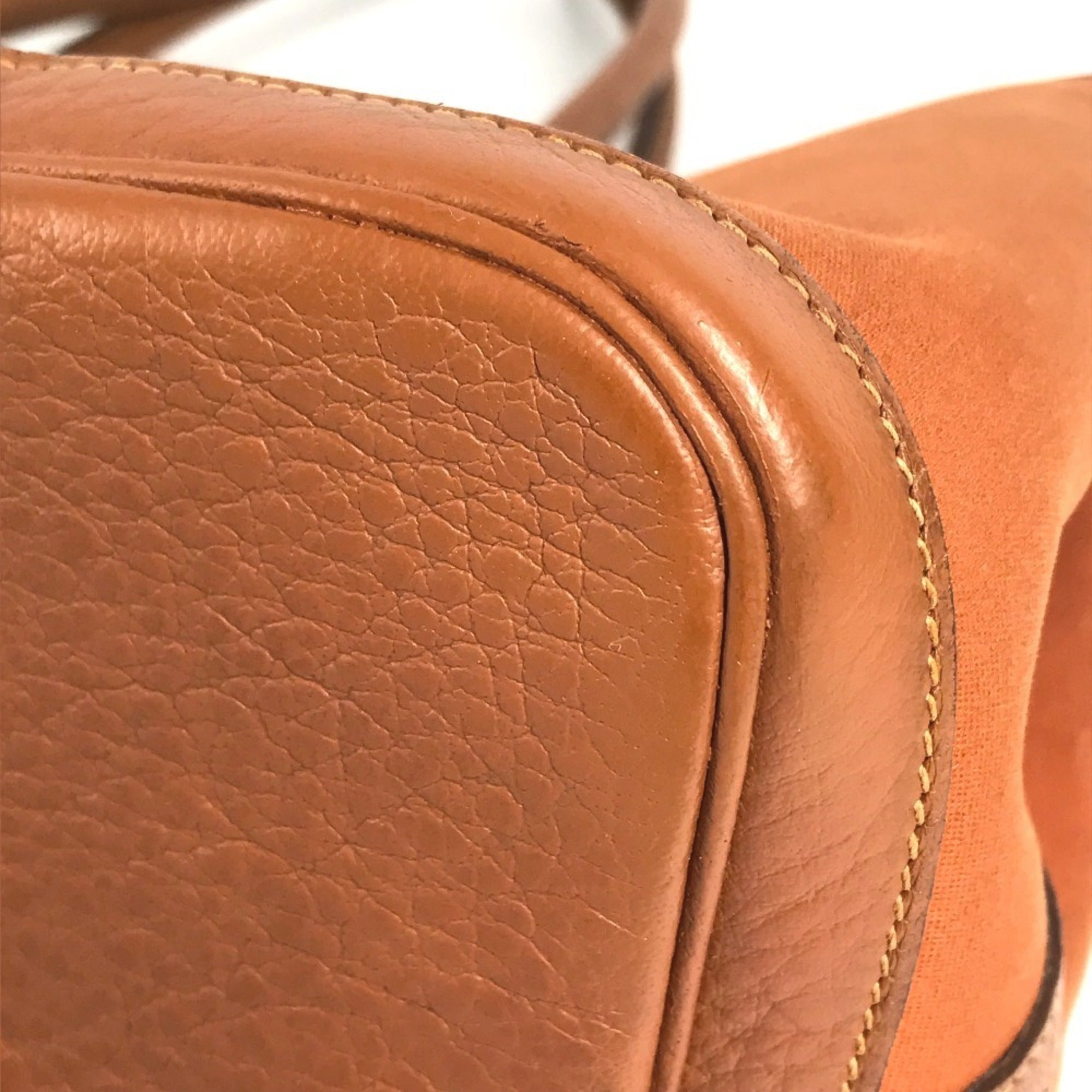 Hermes Orange Negonda Leather Canvas Handbag Shoulder Bag Tote Bag (Pre-Owned)