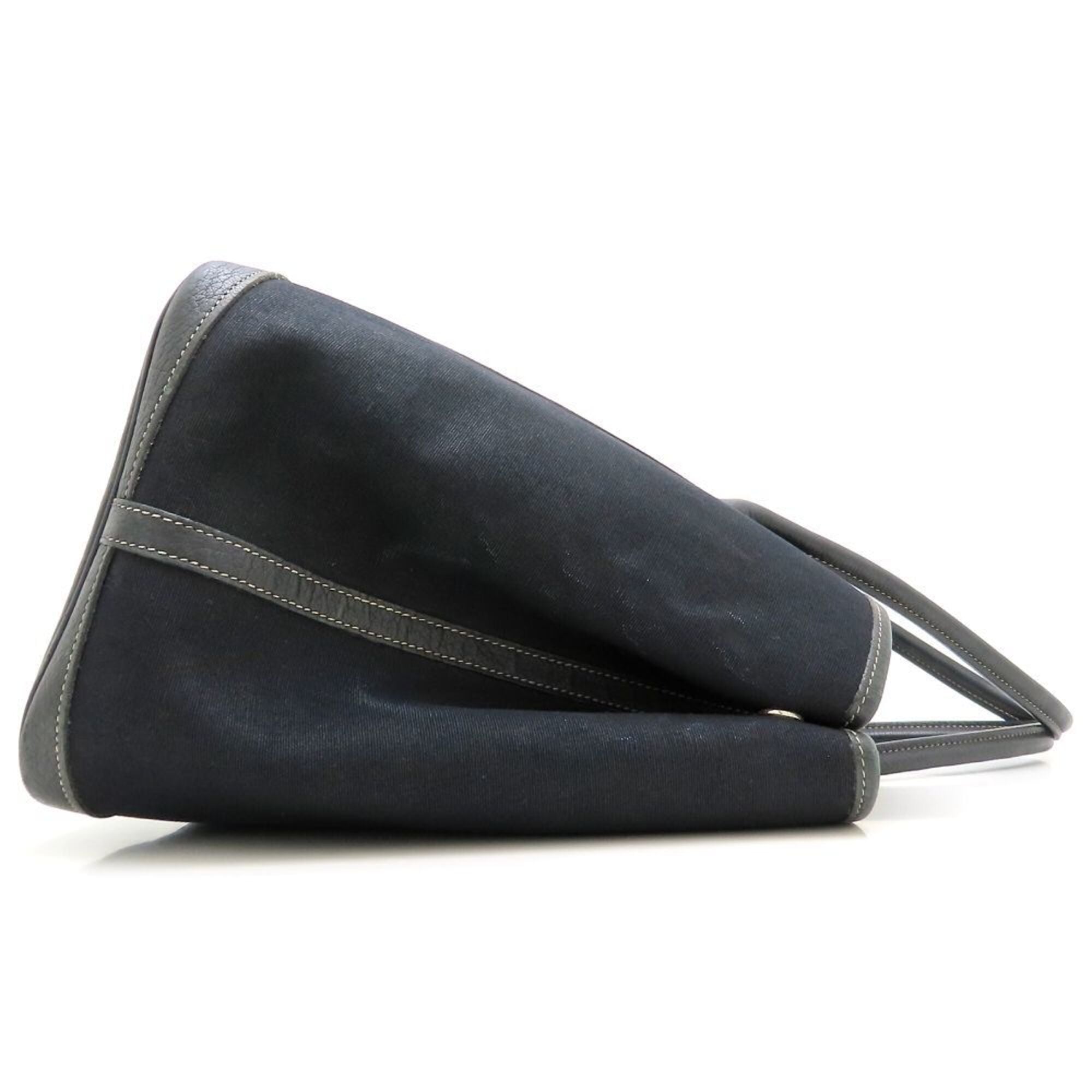 Hermes Black Toile Officier Buffalo Leather Handbag (Pre-Owned)