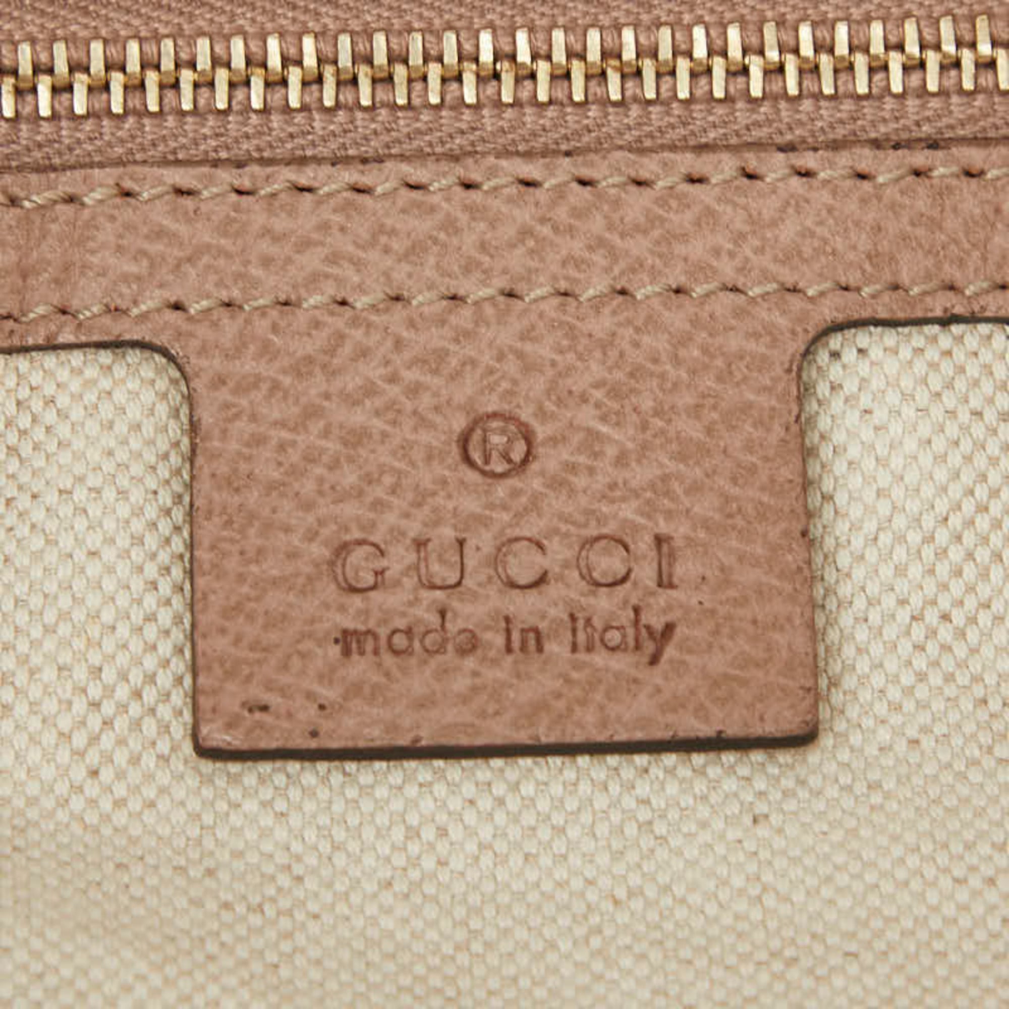 Gucci Beige Pink Canvas Leather Handbag Shoulder Bag (Pre-Owned)
