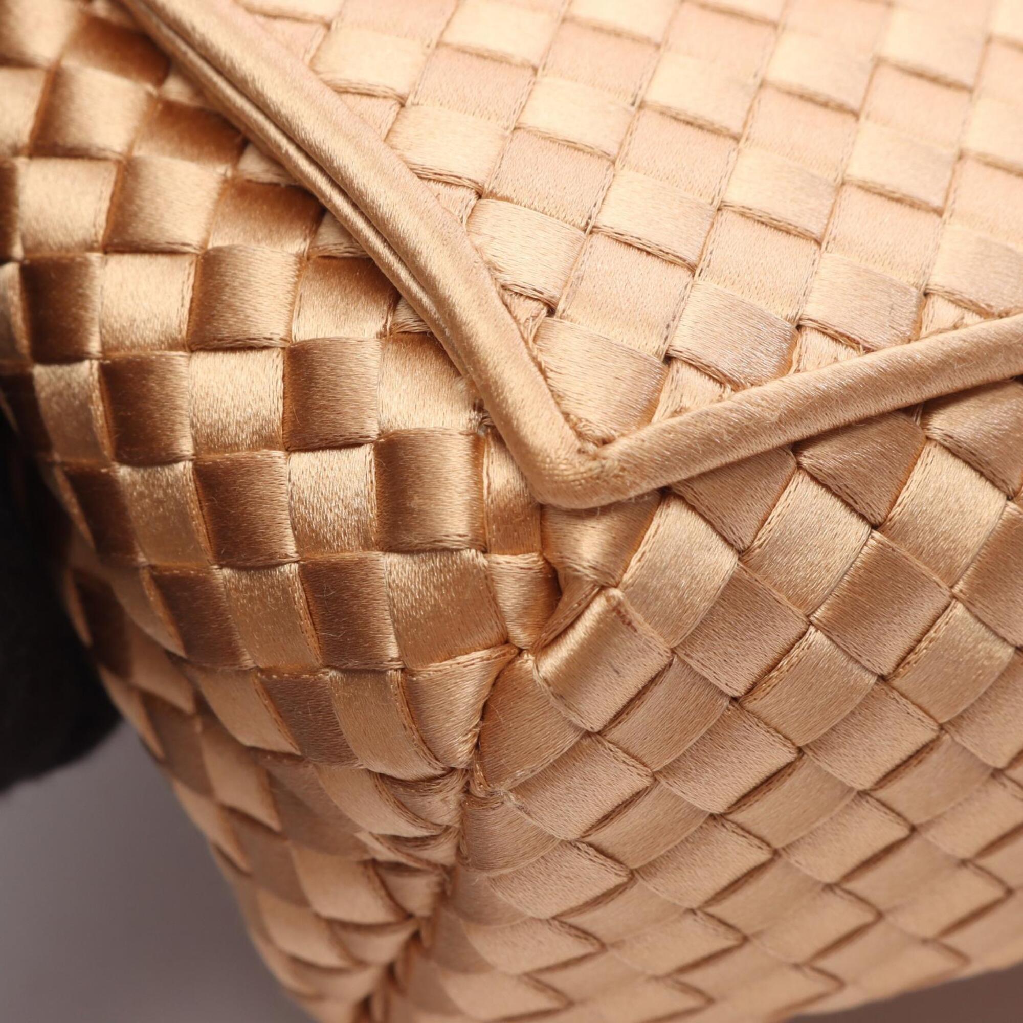 Bottega Veneta Gold Fabric Handbag Shoulder Bag (Pre-Owned)