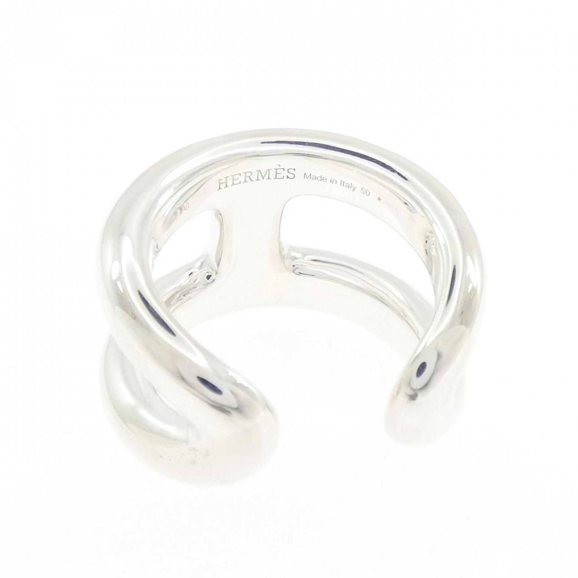 Hermes Silver Silver 925 Band Ring (Pre-Owned)