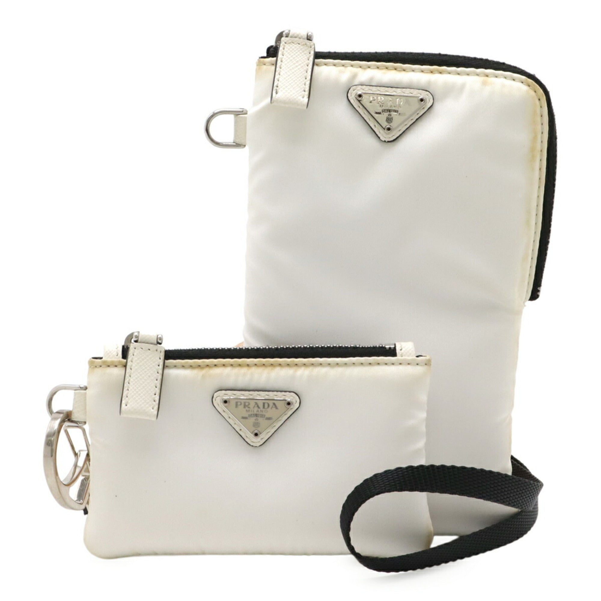 Prada White Nylon Pouch Shoulder Bag (Pre-Owned)