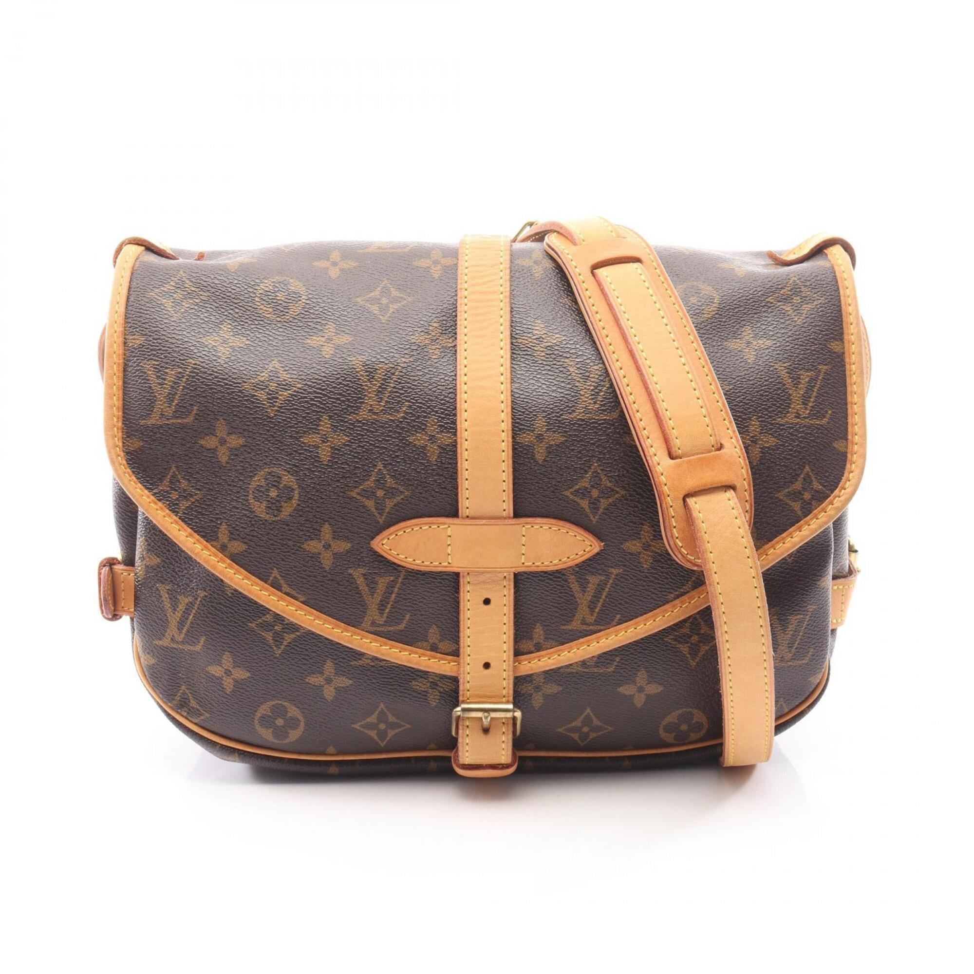 Louis Vuitton Brown Coated Canvas Leather Handbag Shoulder Bag (Pre-Owned)