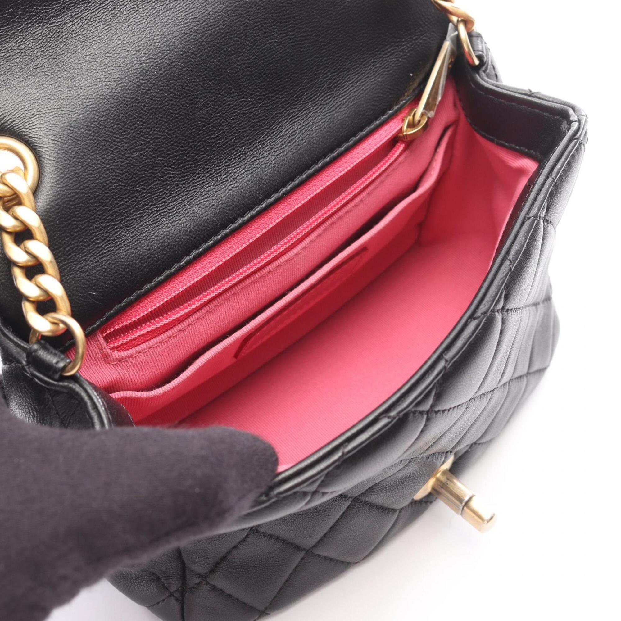Chanel Black Leather Handbag Shoulder Bag (Pre-Owned)