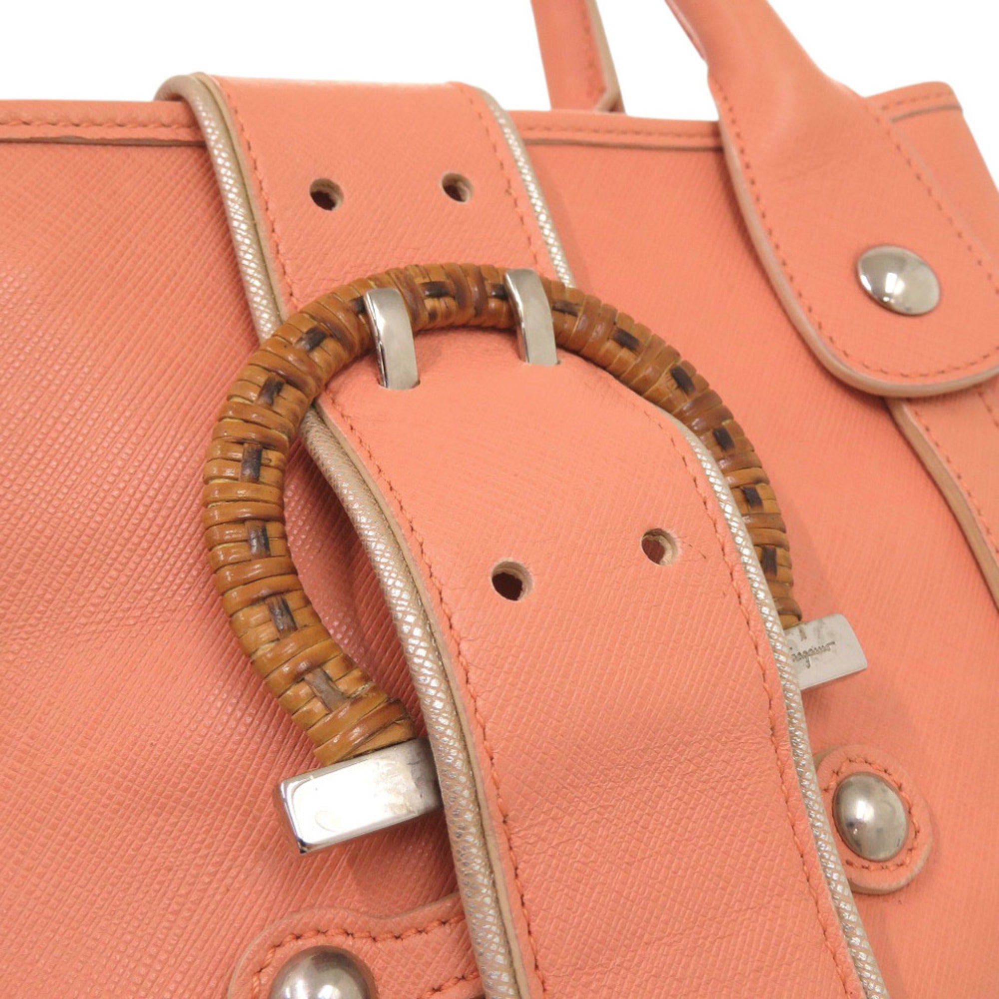 Salvatore Ferragamo Pink Leather Handbag Shoulder Bag (Pre-Owned)