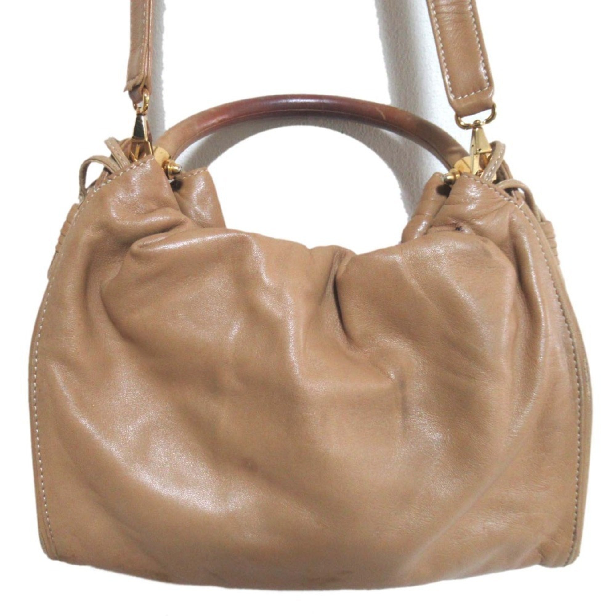 Loewe Beige Nappa Leather Leather Handbag Shoulder Bag (Pre-Owned)