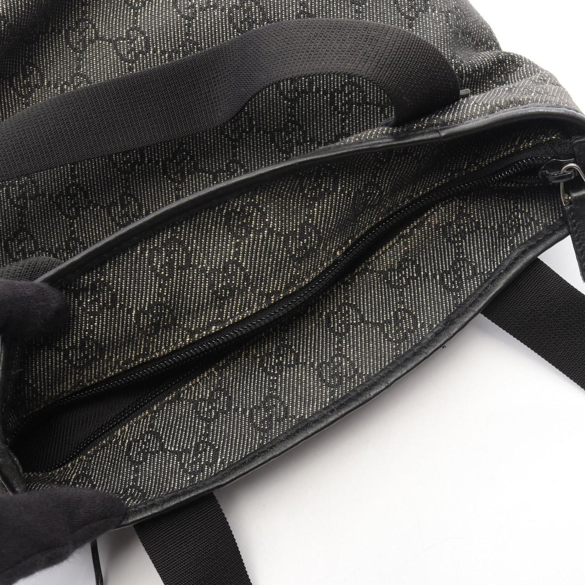 Gucci Black Gray Gg Canvas Leather Handbag Shoulder Bag (Pre-Owned)