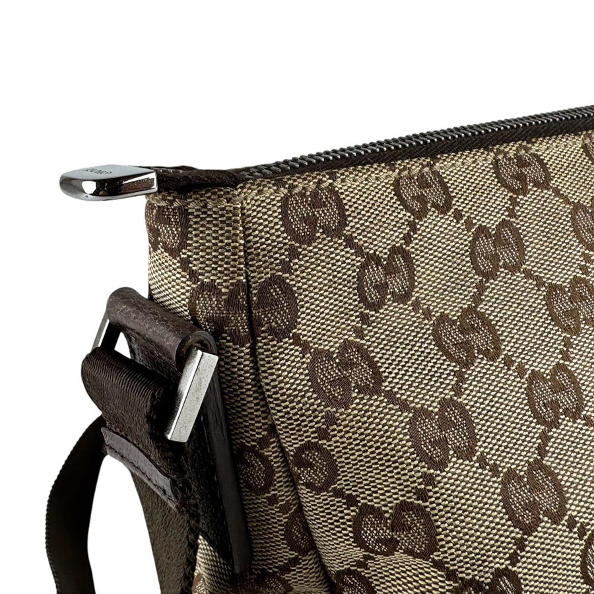 Gucci Brown Gg Canvas Leather Shoulder Bag (Pre-Owned)