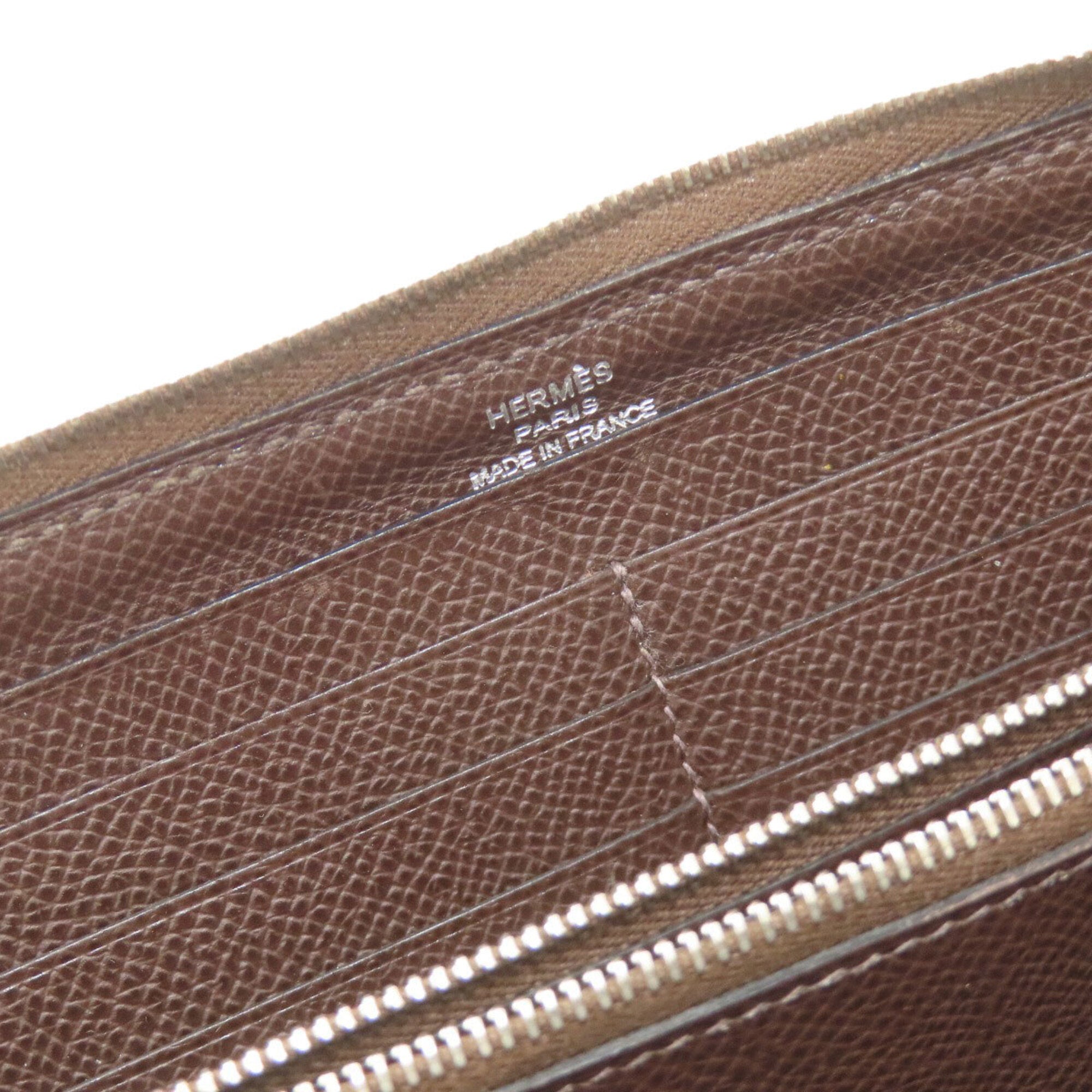 Hermes Azap Dark Brown Epsom Leather Long Wallet (Bi-Fold) (Pre-Owned)
