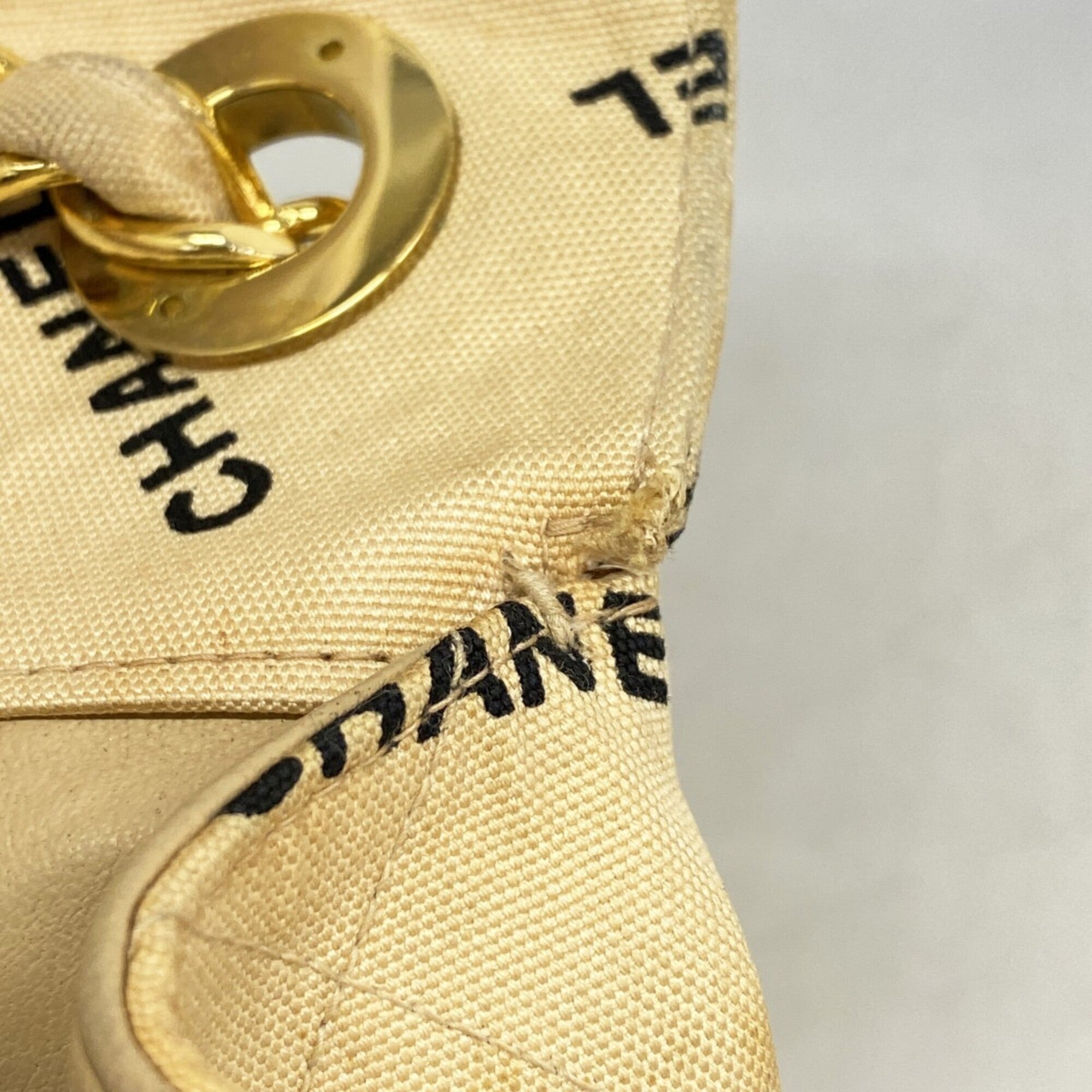 Chanel Beige Canvas Shoulder Bag (Pre-Owned)