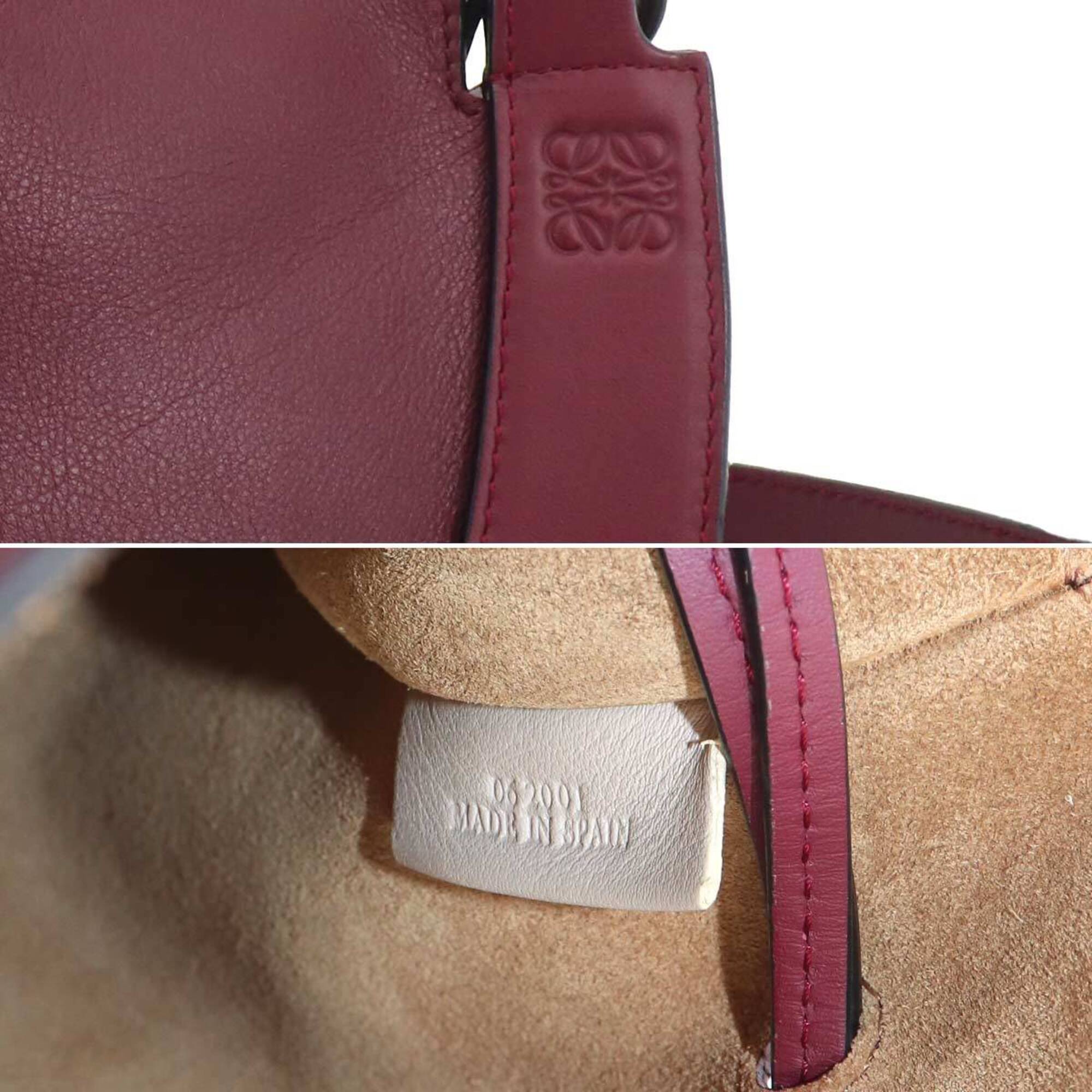 Loewe Bordeaux Leather Handbag Shoulder Bag (Pre-Owned)