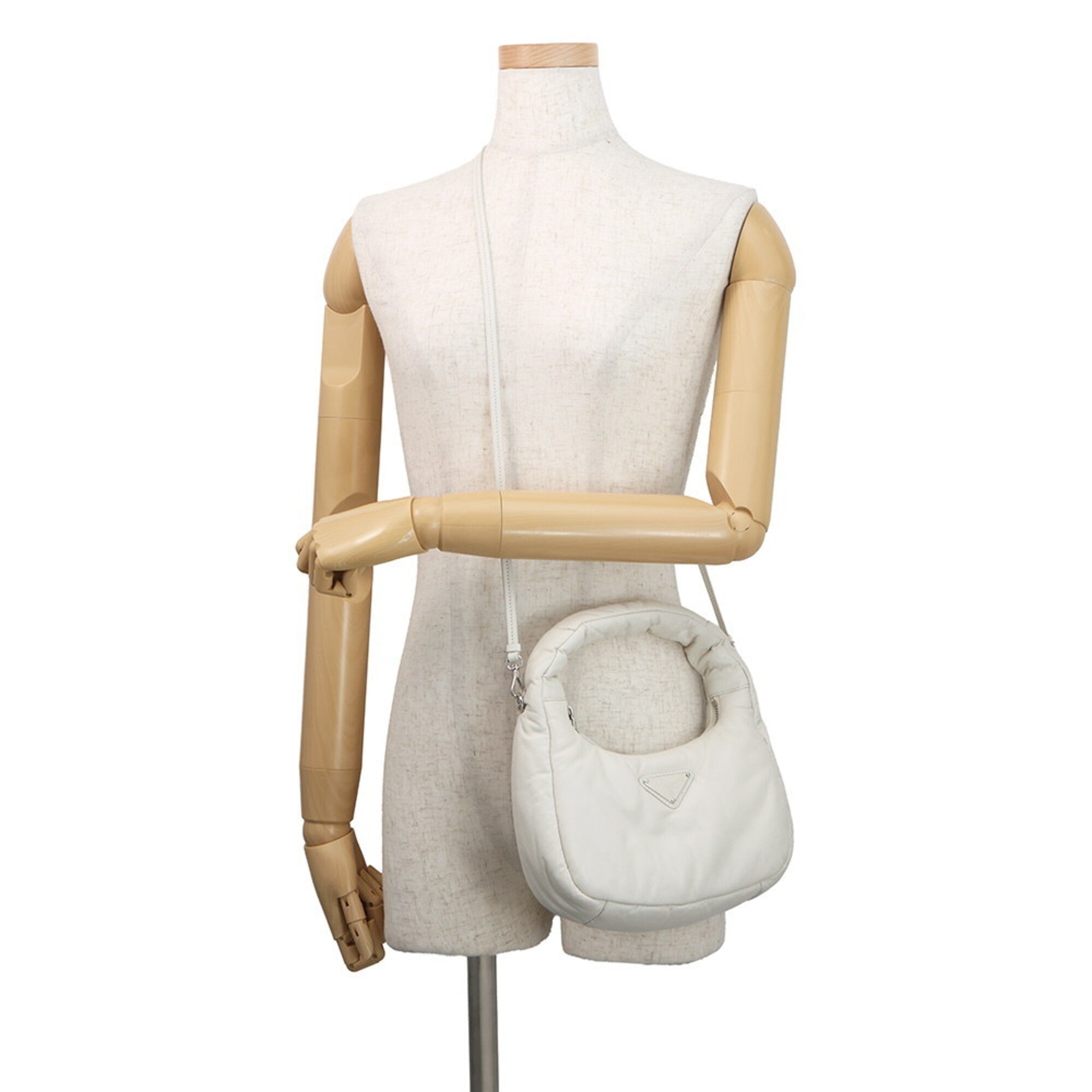 Prada White Leather Handbag Shoulder Bag (Pre-Owned)