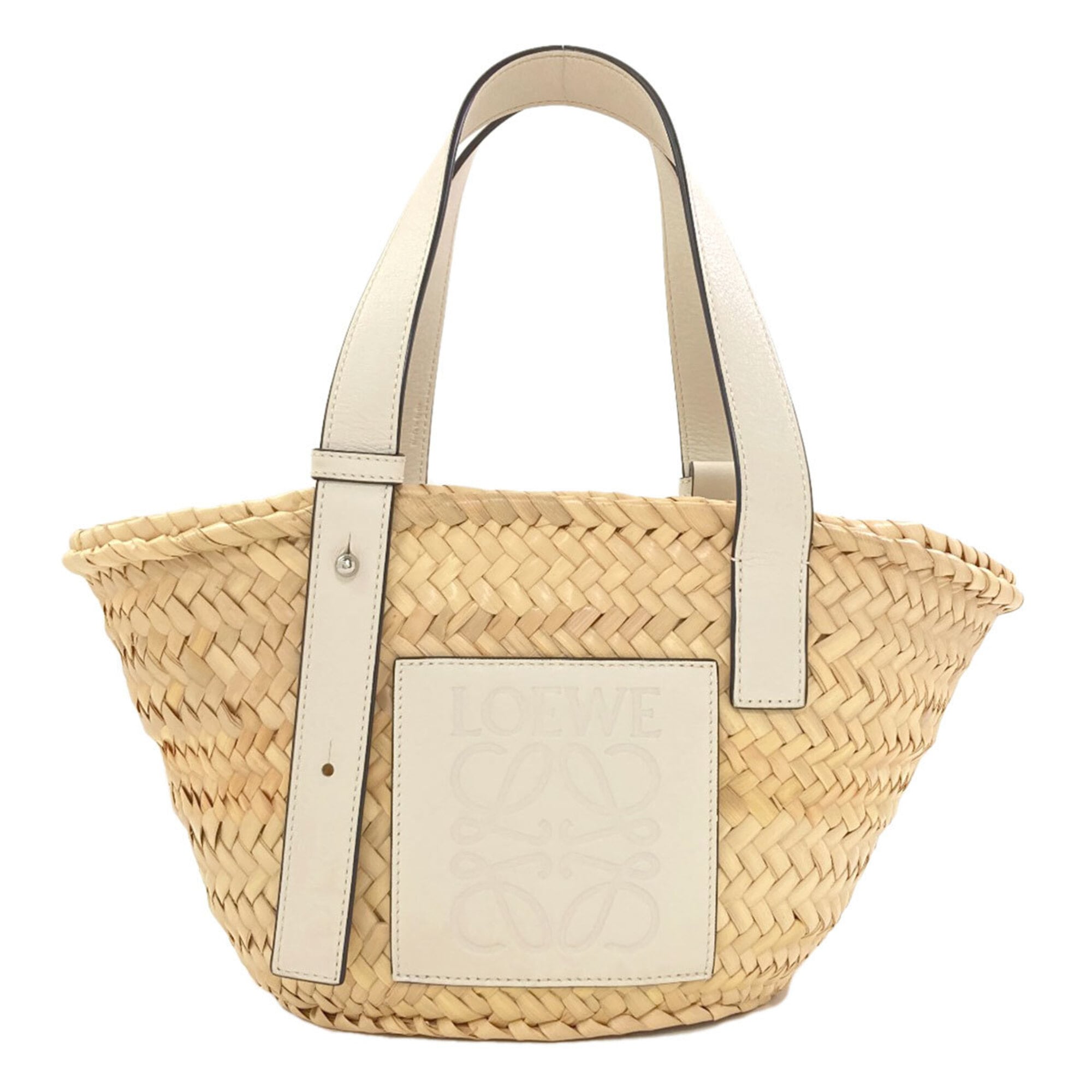 Loewe White Leather Basket Tote Bag (Pre-Owned)