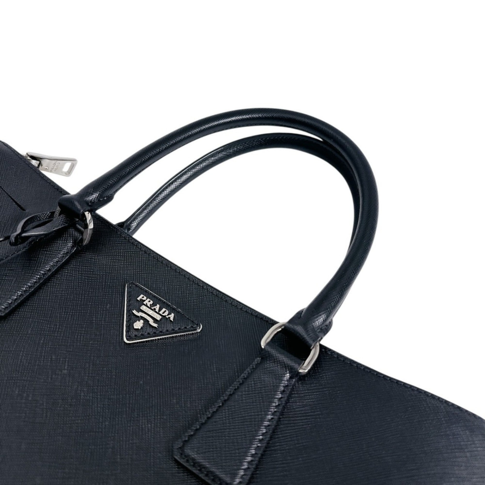 Prada Saffiano Black Leather Tote Bag (Pre-Owned)