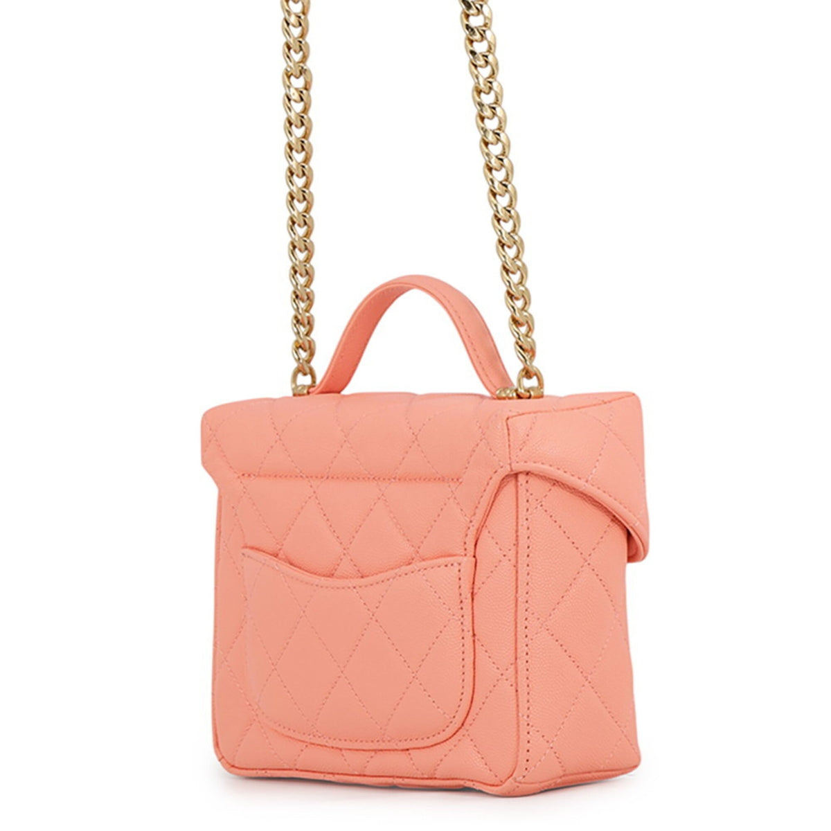 Chanel Matelasse Salmon Pink Grained Calfskin Handbag Shoulder Bag (Pre-Owned)