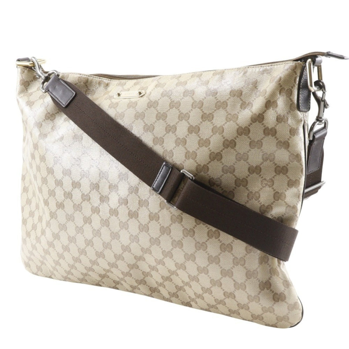 Gucci Gg Crystal Beige Pvc Shoulder Bag (Pre-Owned)