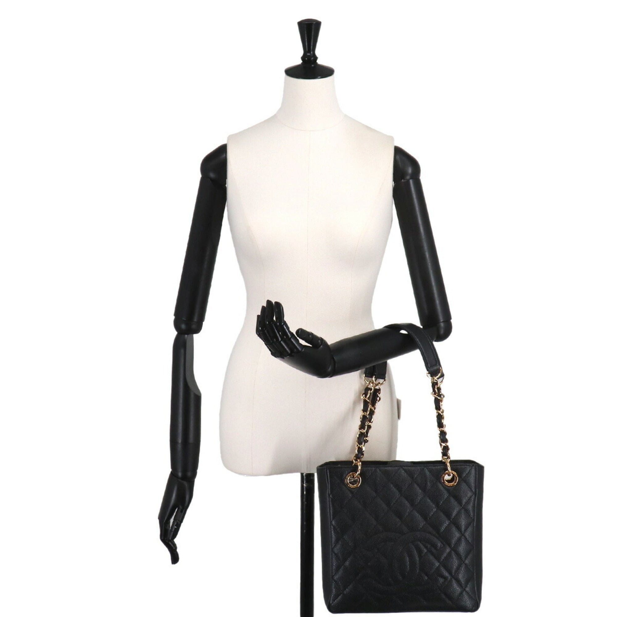Chanel Black Grained Calfskin Handbag Tote Bag (Pre-Owned)