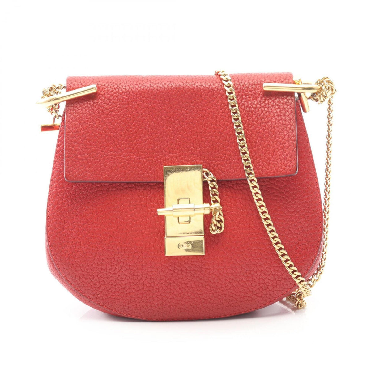 Chloé Drew Red Color Leather Handbag Shoulder Bag (Pre-Owned)