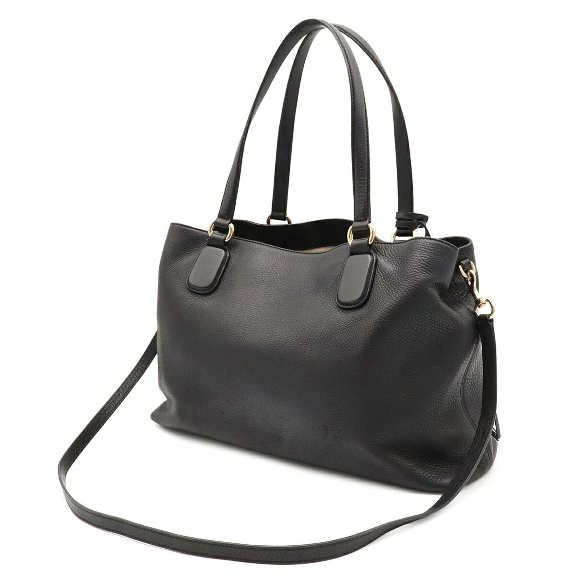 Gucci Black Yellow Leather Shoulder Bag Tote Bag (Pre-Owned)