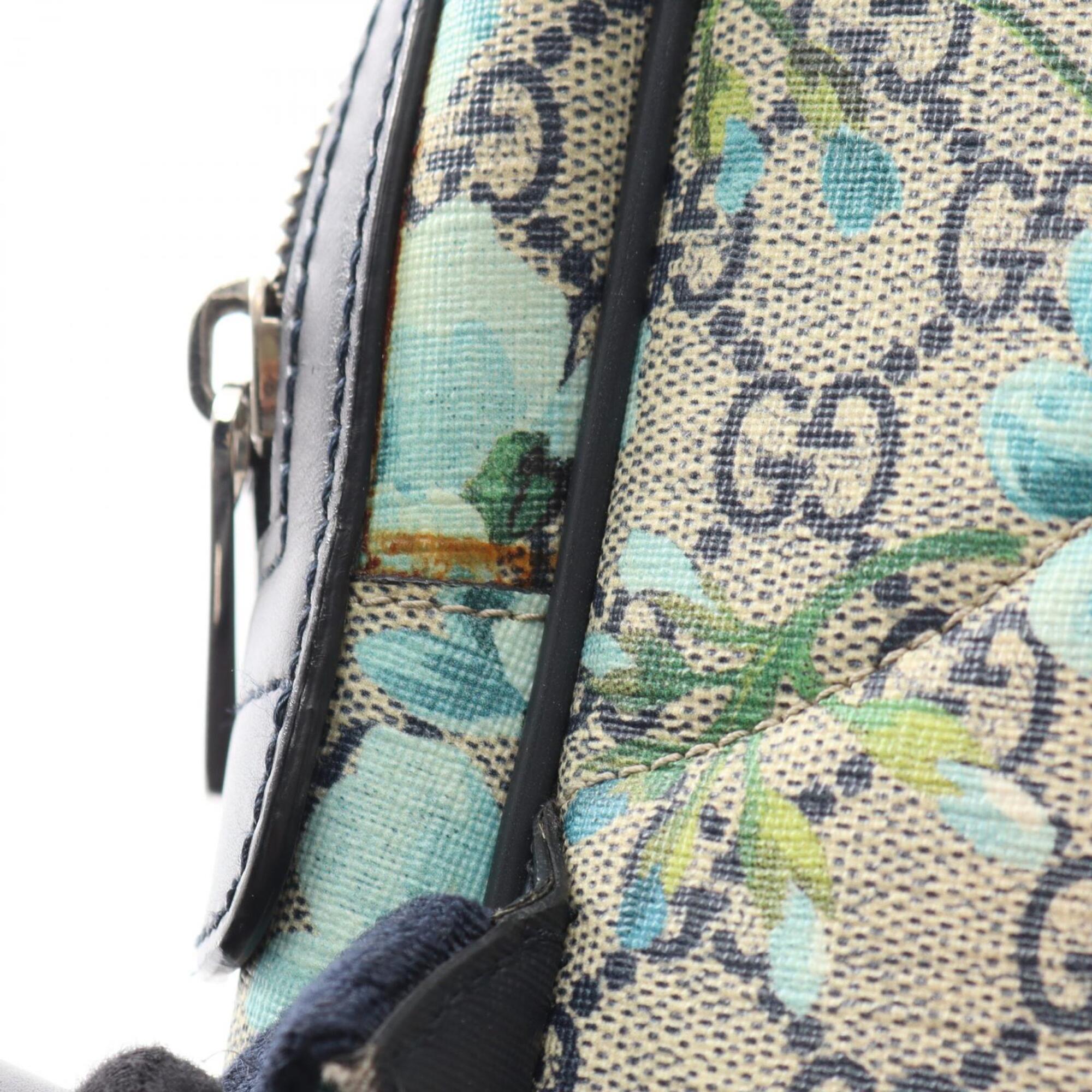 Gucci Beige Blue Navy Coated Canvas Leather Backpack (Pre-Owned)
