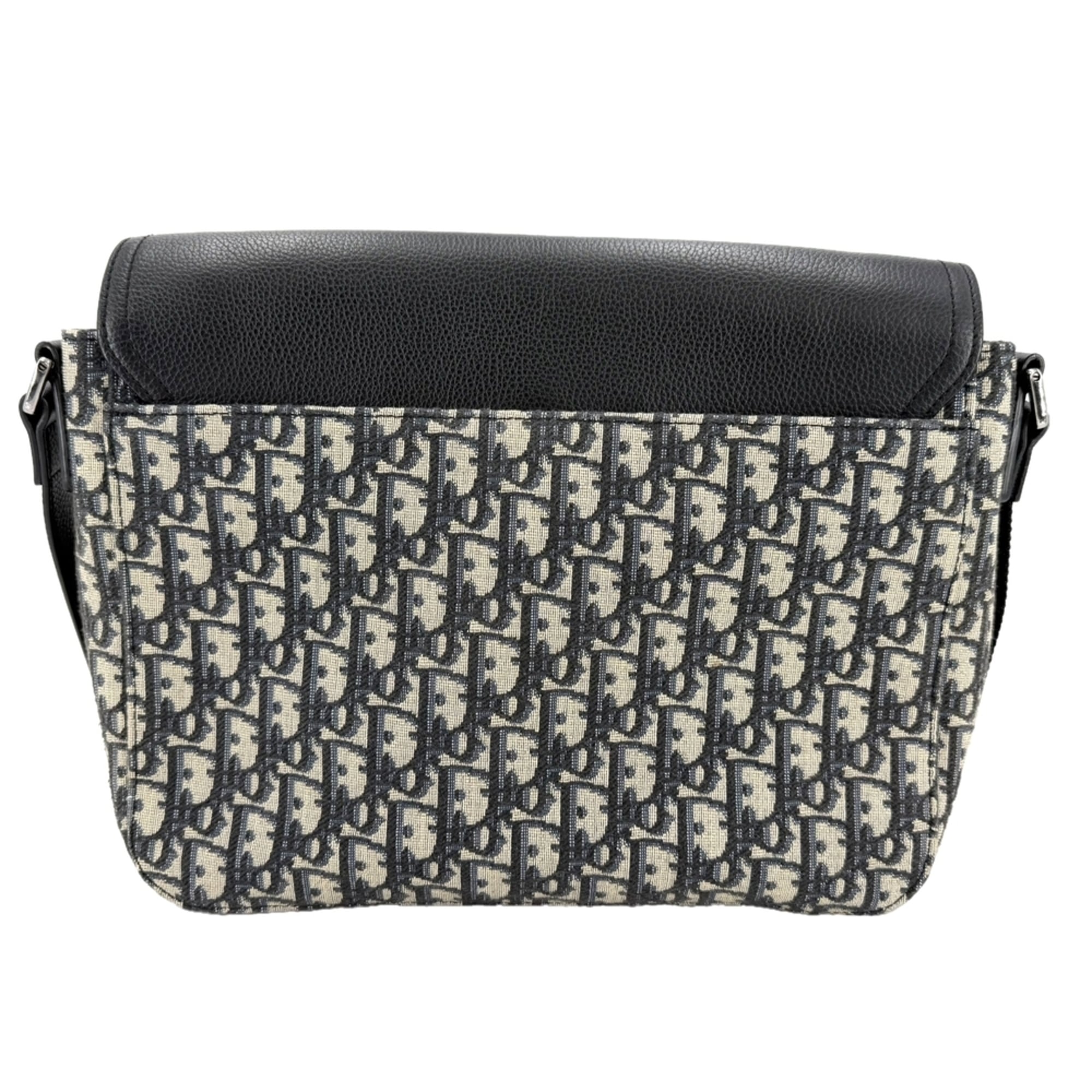 Christian Dior Beige Black Leather Canvas Shoulder Bag (Pre-Owned)