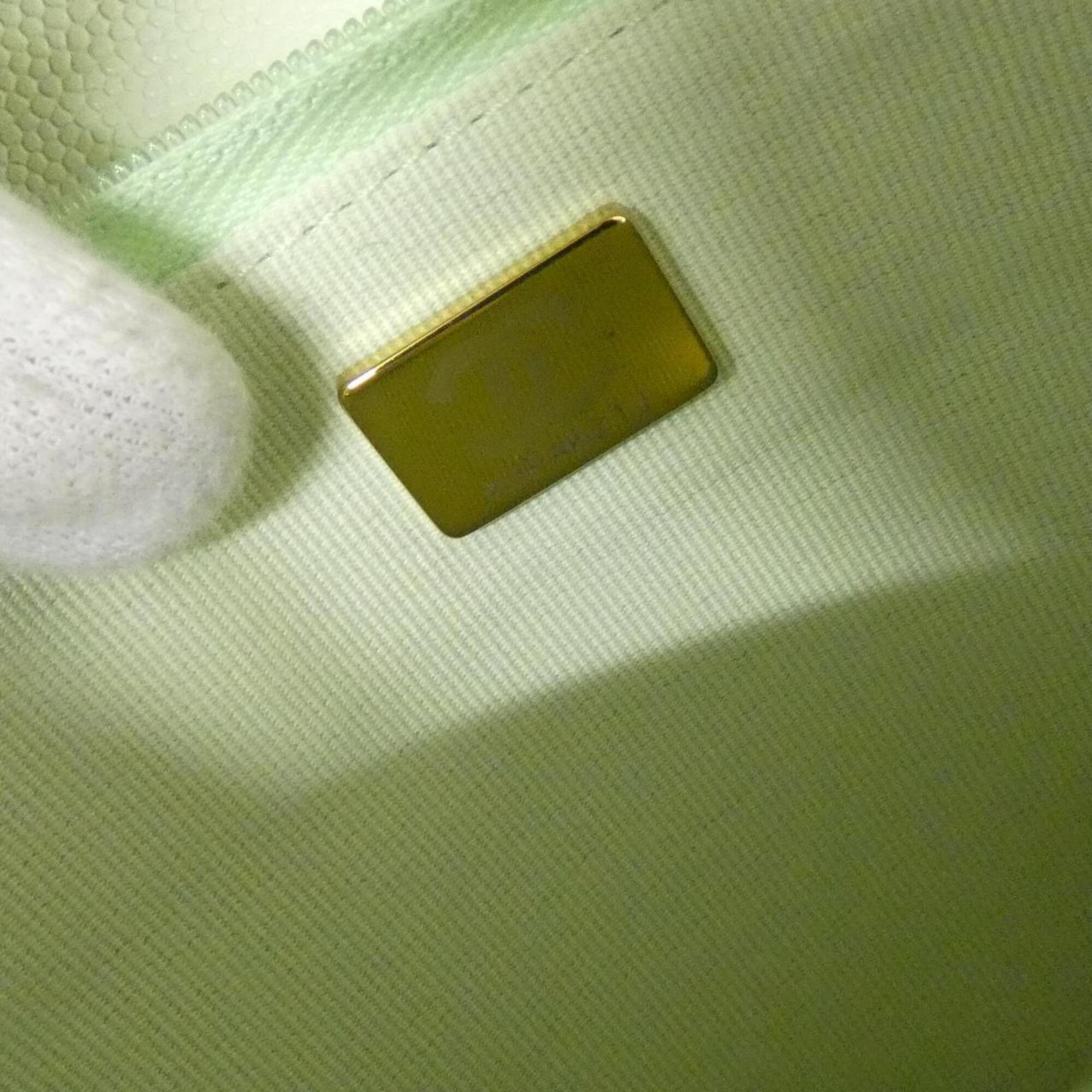 Chanel Light Green Grained Calfskin Chain/Shoulder Wallet (Pre-Owned)
