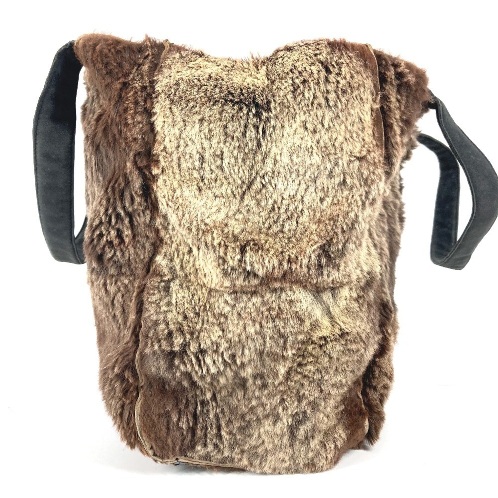 Chanel Black Brown Fur Shoulder Bag Tote Bag (Pre-Owned)
