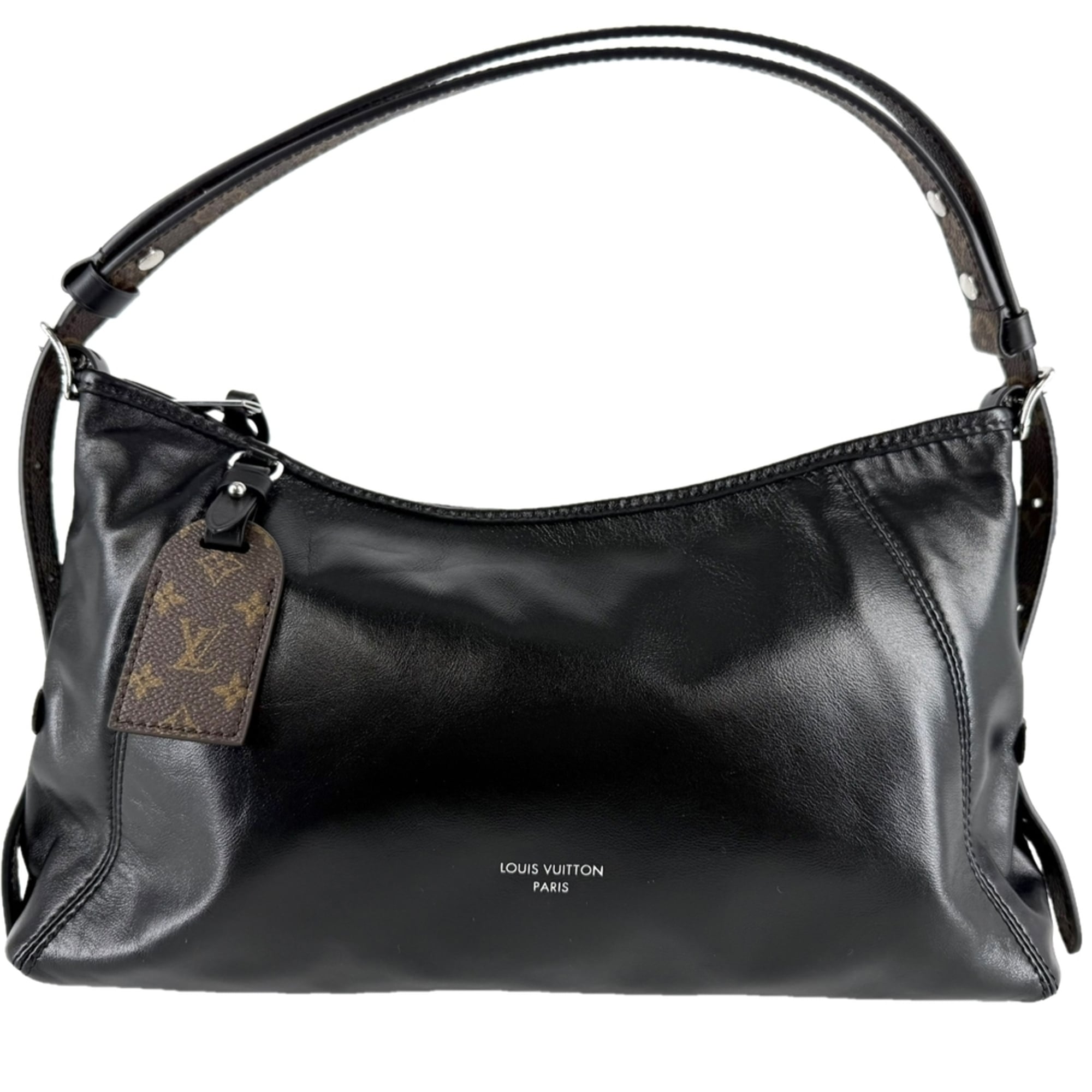 Louis Vuitton Black Monogram Or White Leather Handbag Shoulder Bag (Pre-Owned)