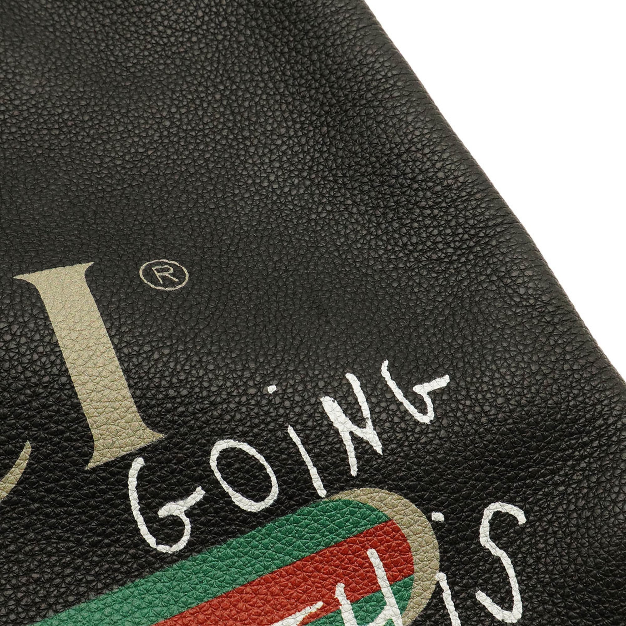 Gucci Black Green Red Color Leather Backpack Tote Bag (Pre-Owned)