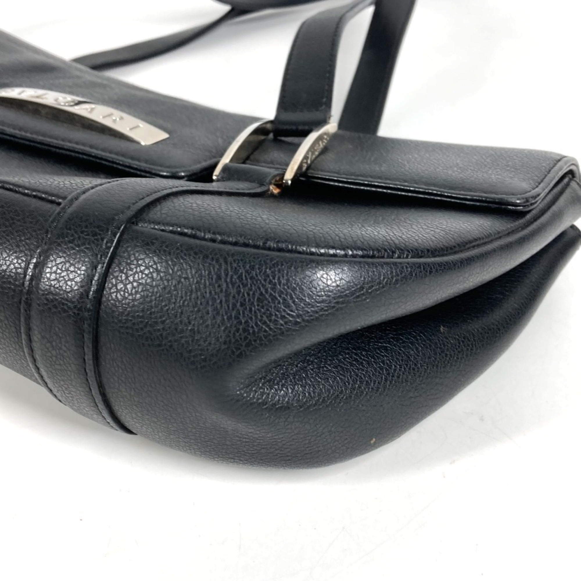 Bvlgari Black Leather Shoulder Bag Tote Bag (Pre-Owned)