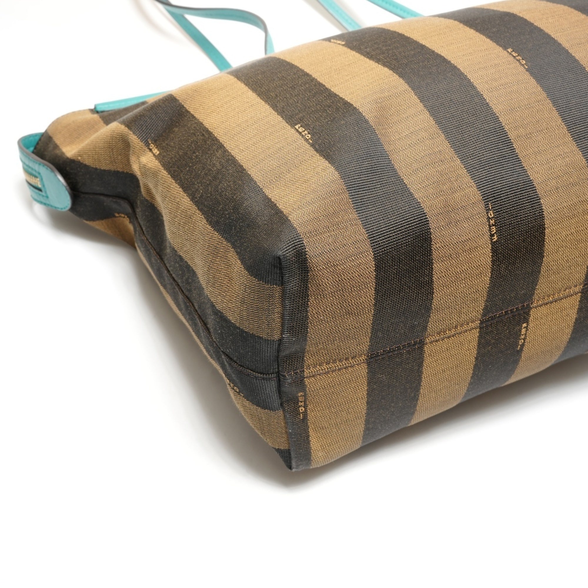 Fendi Pequin Brown Canvas Shoulder Bag (Pre-Owned)