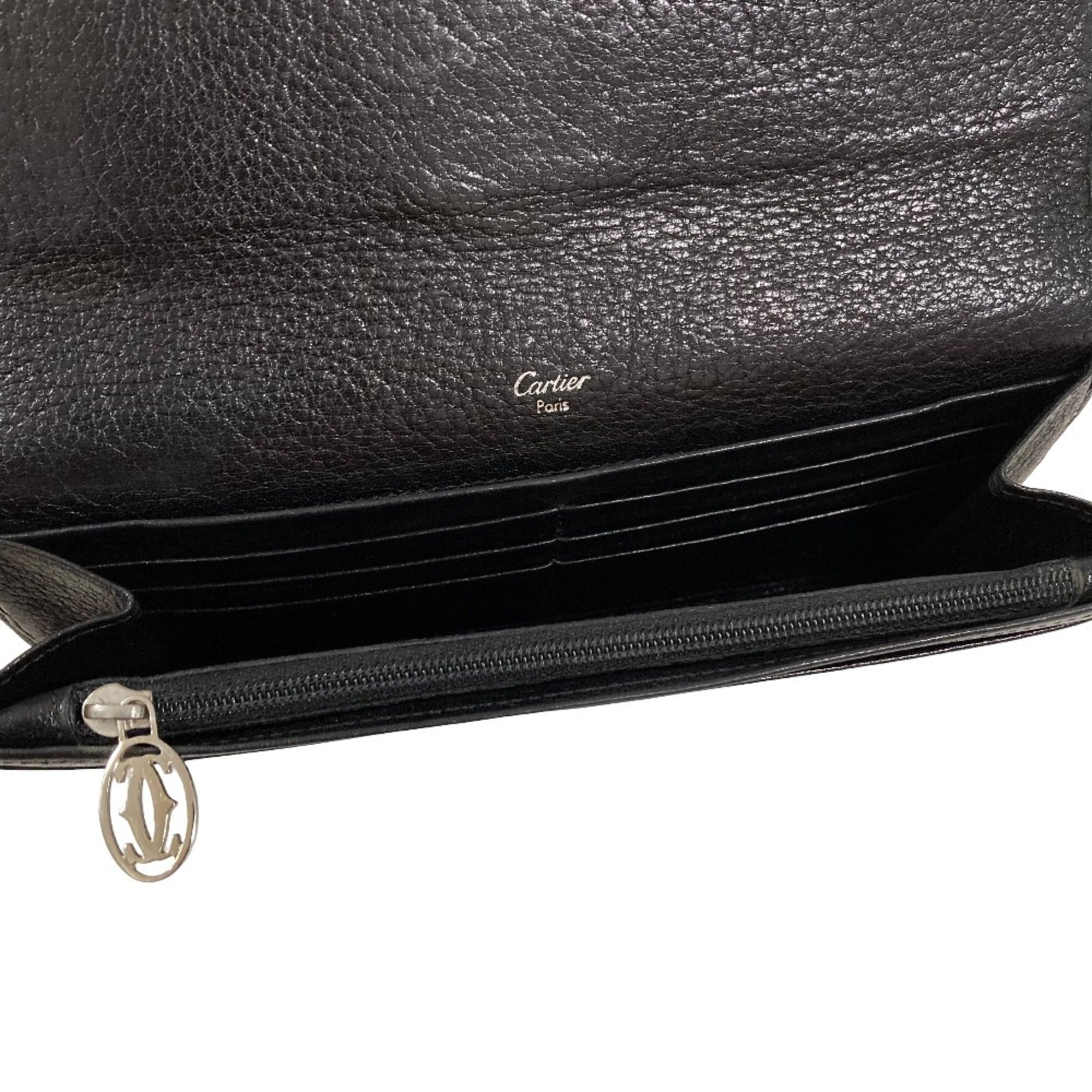 Cartier Black Leather Long Wallet (Bi-Fold) (Pre-Owned)