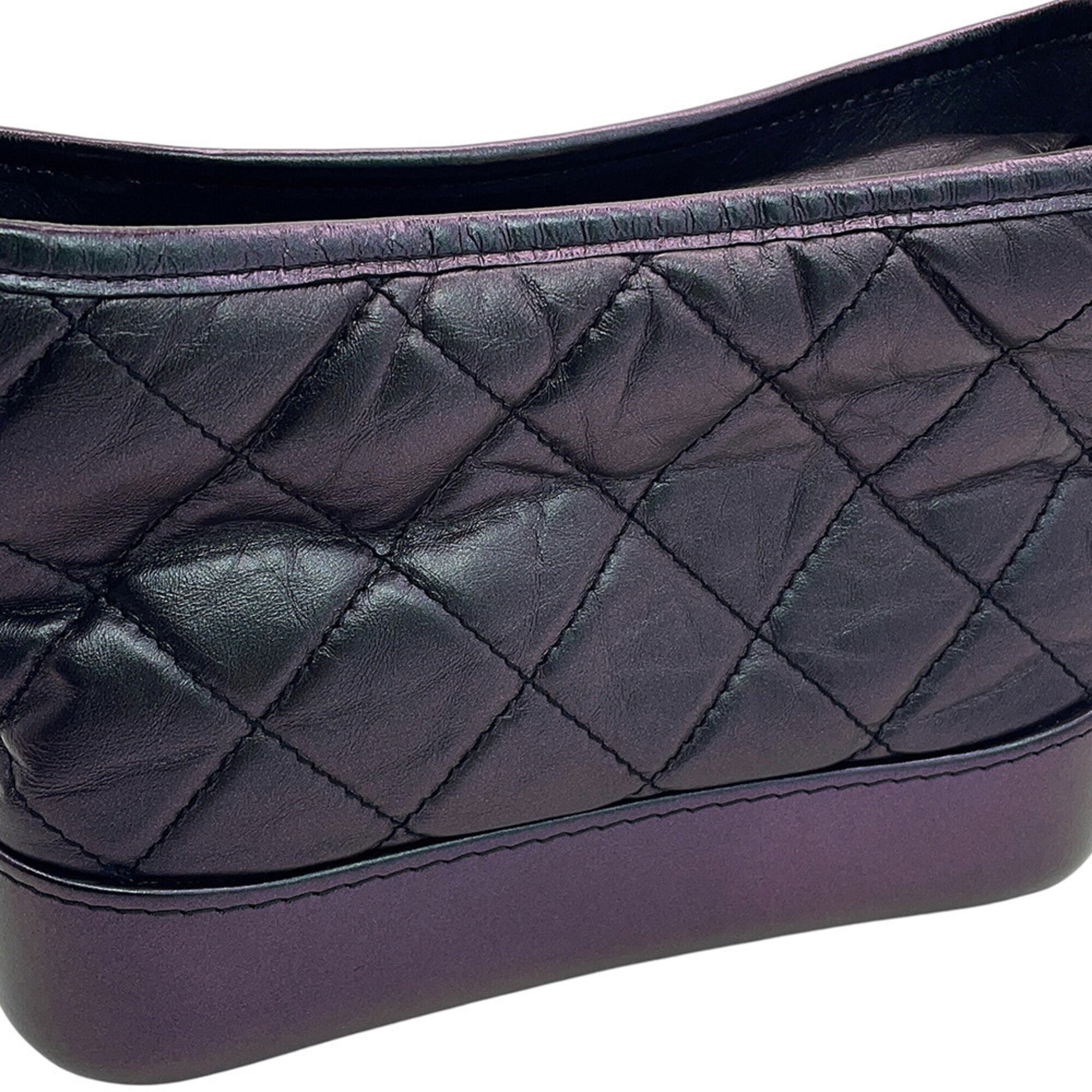 Chanel Metallic Purple Leather Handbag Shoulder Bag (Pre-Owned)