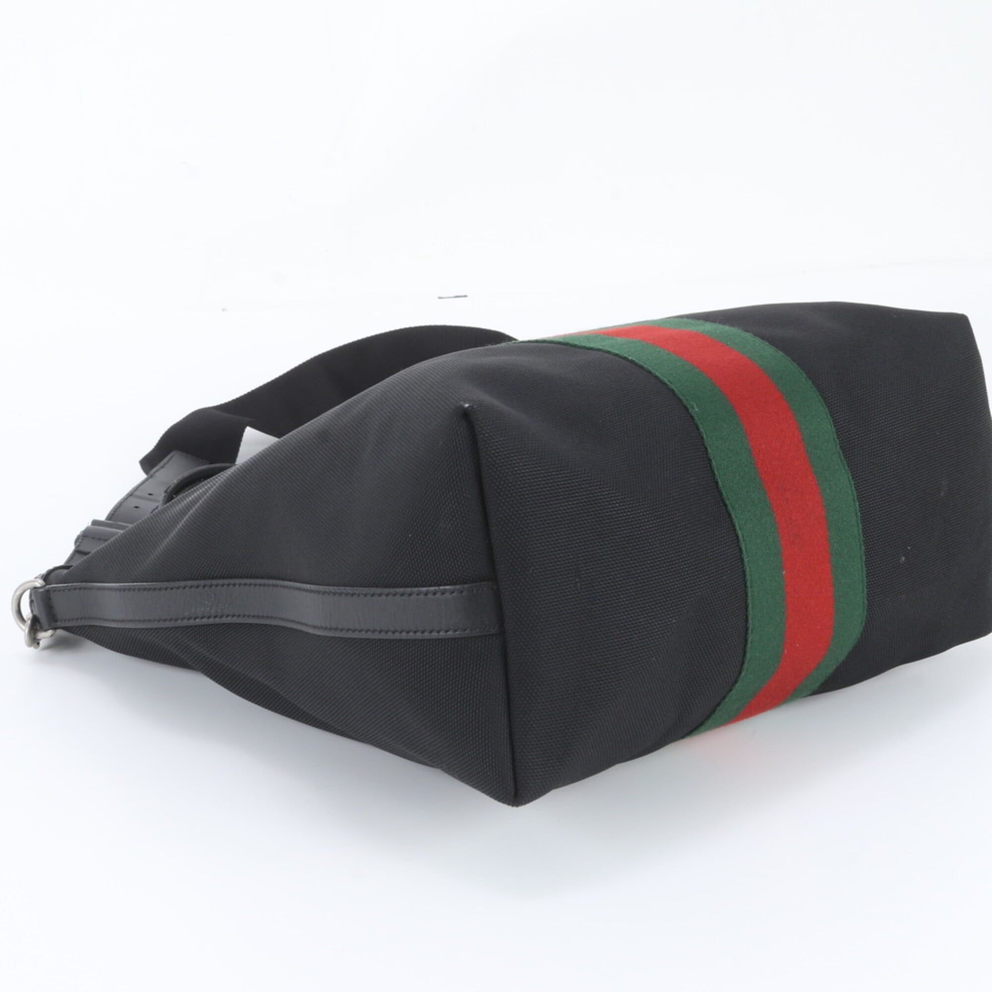 Gucci Black Leather Canvas Shoulder Bag Tote Bag (Pre-Owned)