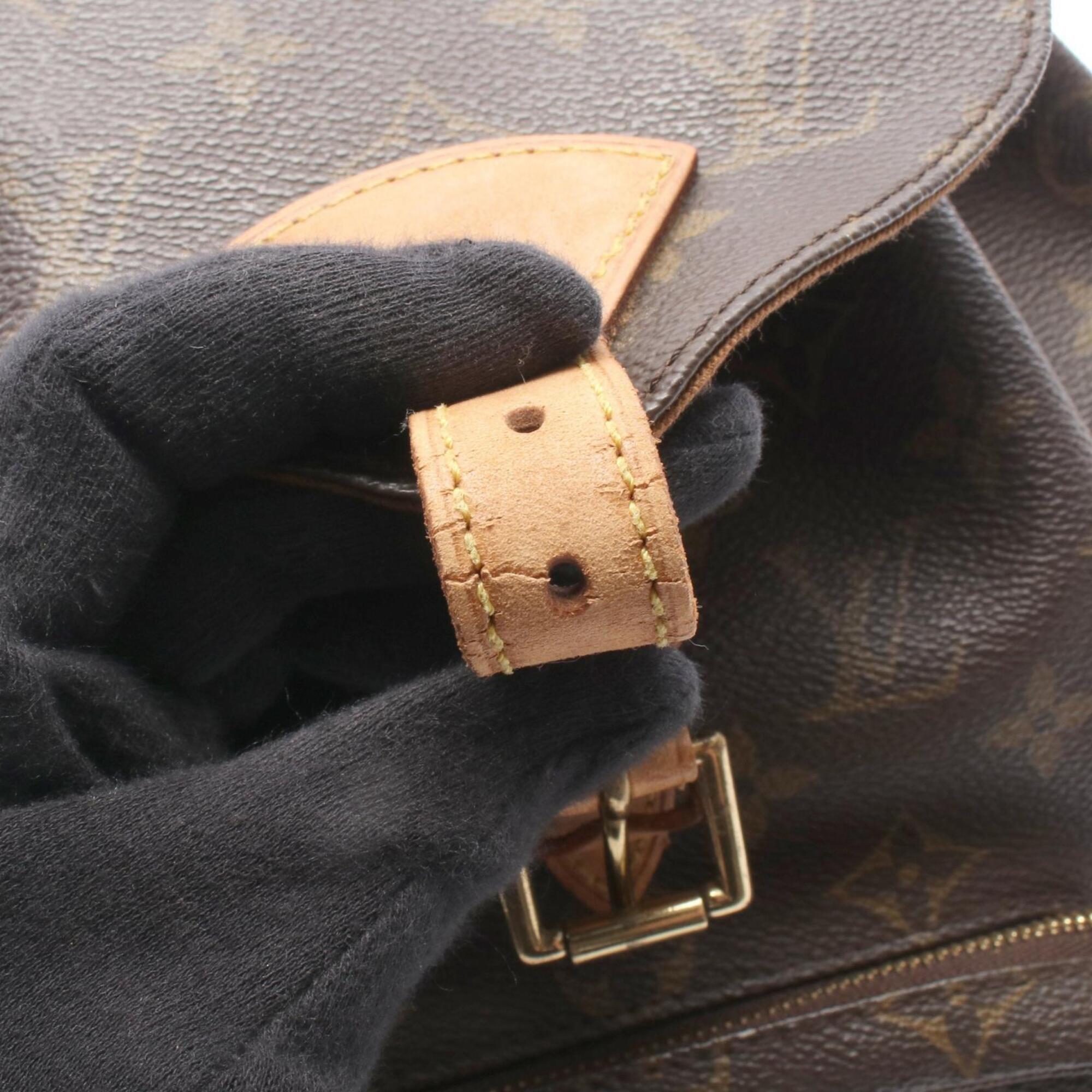 Louis Vuitton Brown Coated Canvas Leather Backpack Handbag (Pre-Owned)