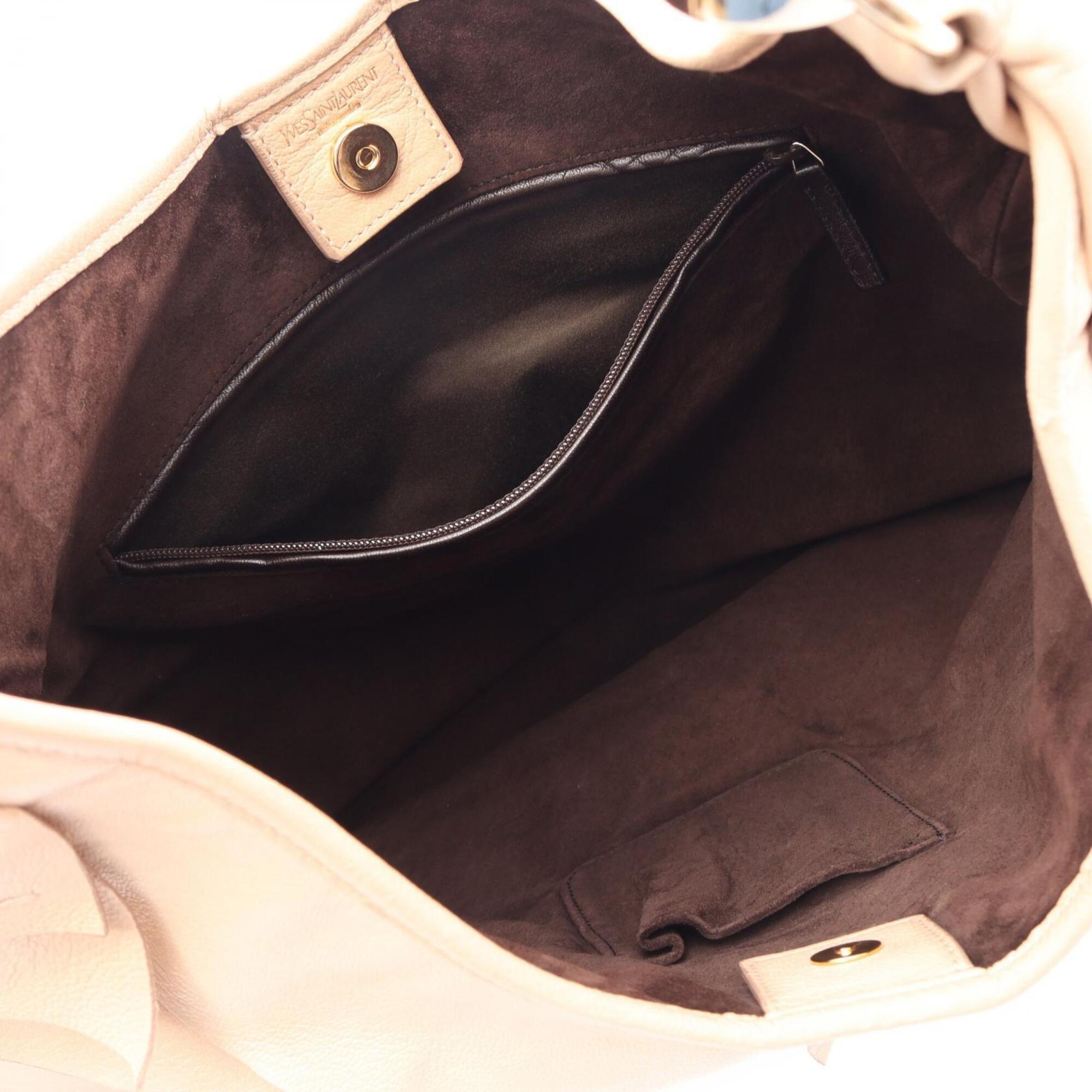 Yves Saint Laurent Beige Leather Handbag Shoulder Bag (Pre-Owned)