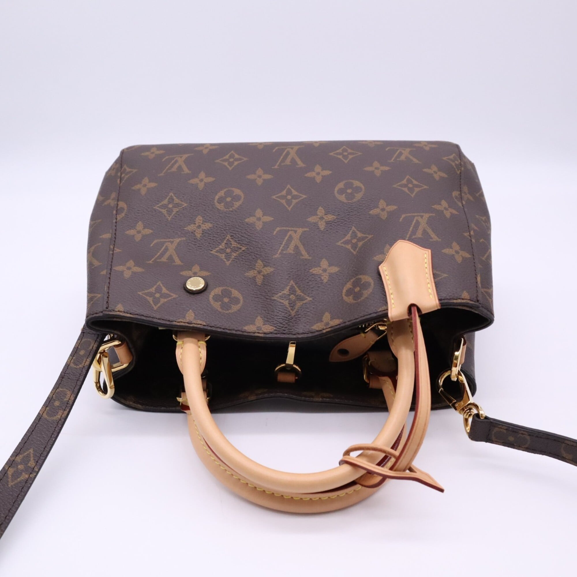 Louis Vuitton Monogram Beige Brown Coated Canvas Leather Handbag Shoulder Bag (Pre-Owned)