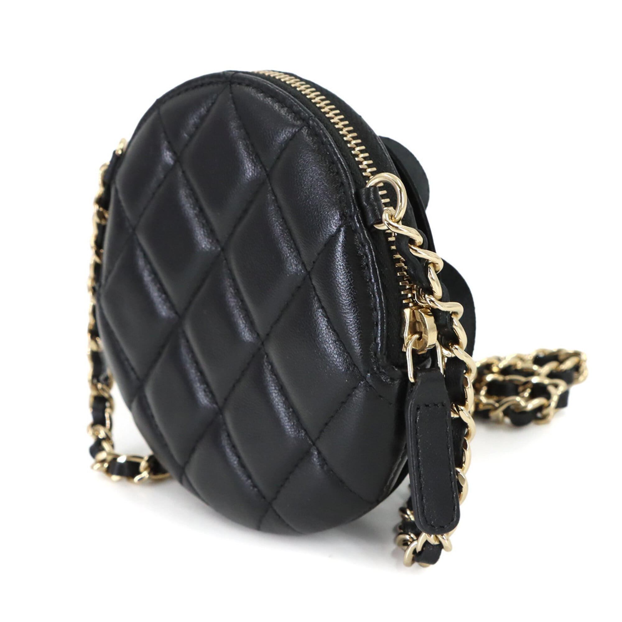 Chanel Black Leather Coin Purse/Coin Case (Pre-Owned)