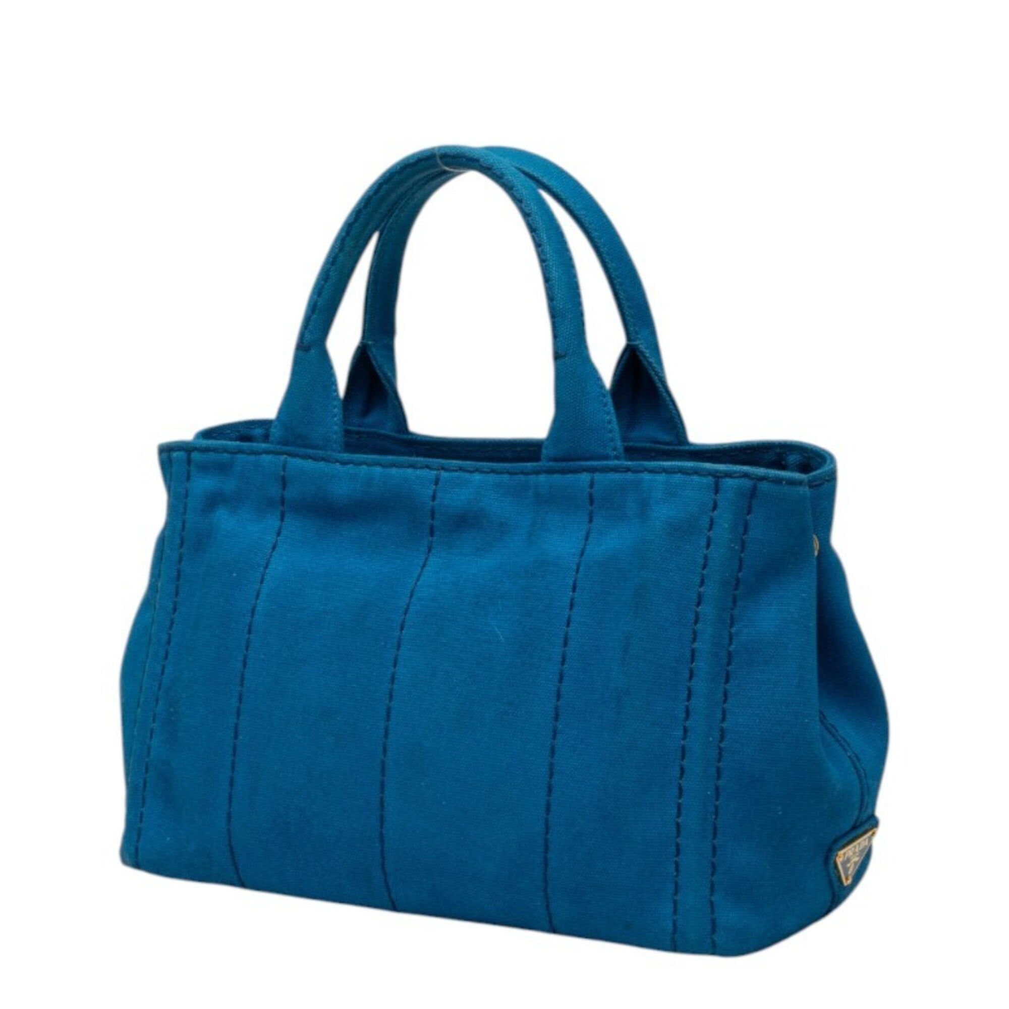 Prada Blue Canvas Handbag Shoulder Bag (Pre-Owned)