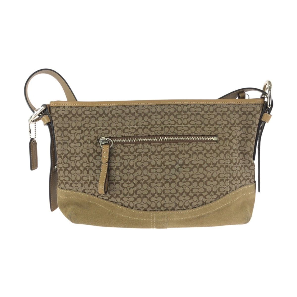 Coach Beige Brown Canvas Leather Messenger Bag Shoulder Bag (Pre-Owned)