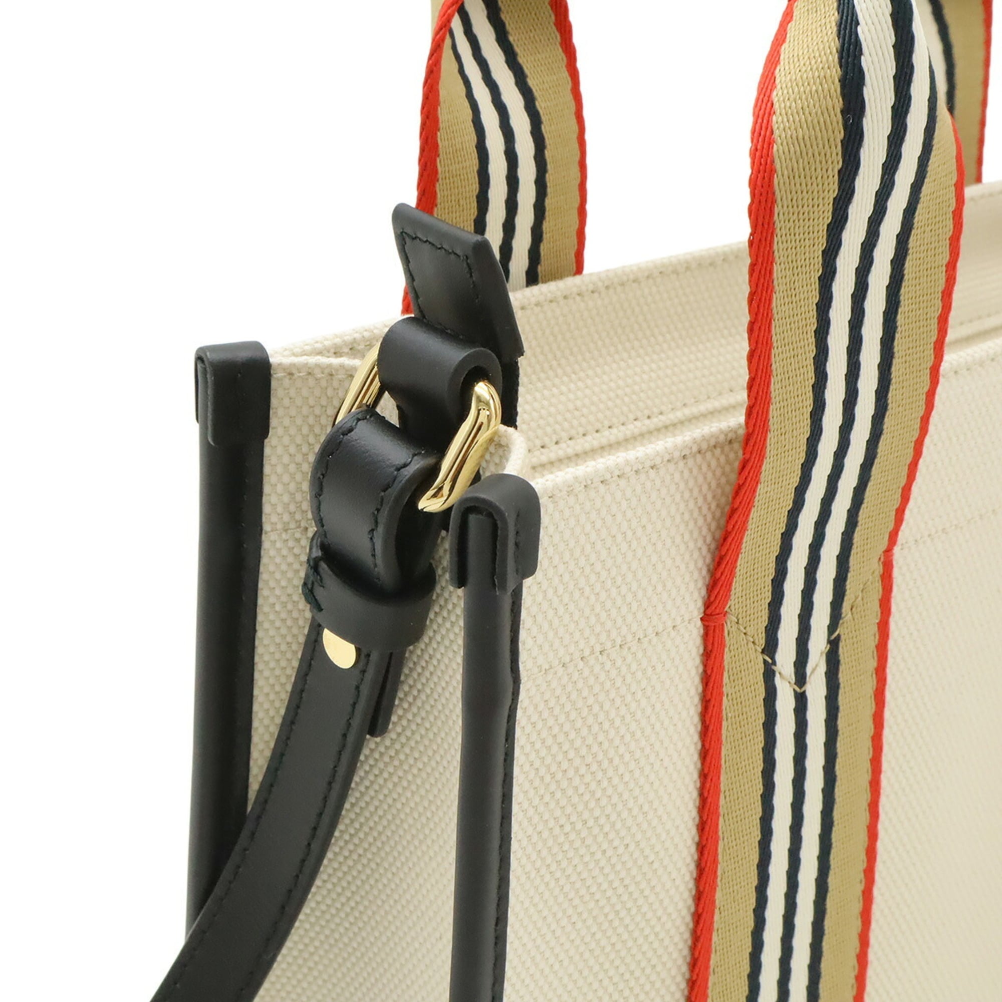 Burberry Beige Multi-Color Canvas Leather Shoulder Bag Tote Bag