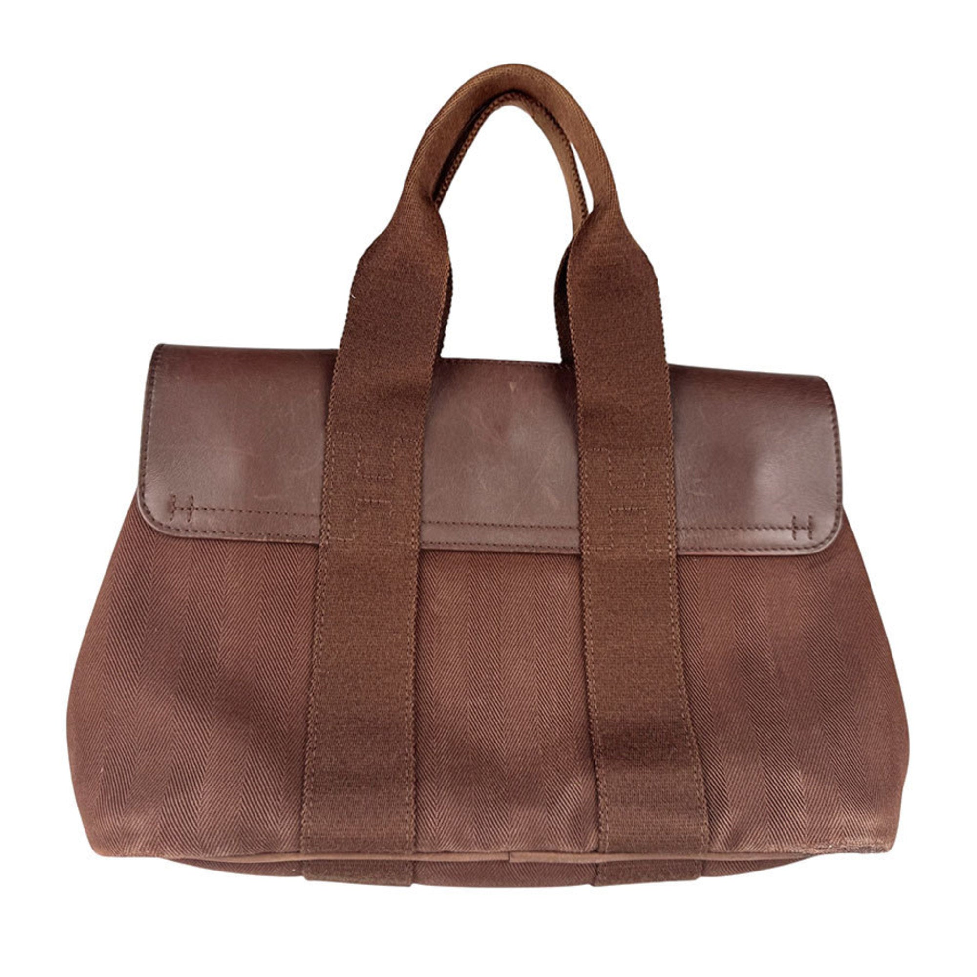 Hermes Brown Cotton Leather Handbag (Pre-Owned)