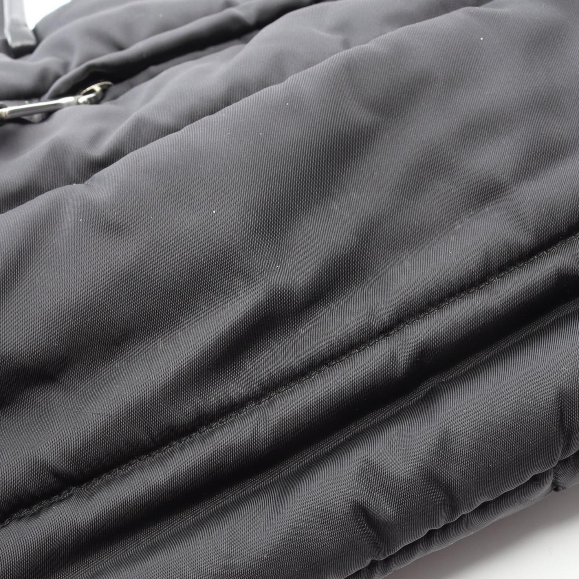 Prada Black Nylon Leather Tote Bag (Pre-Owned)