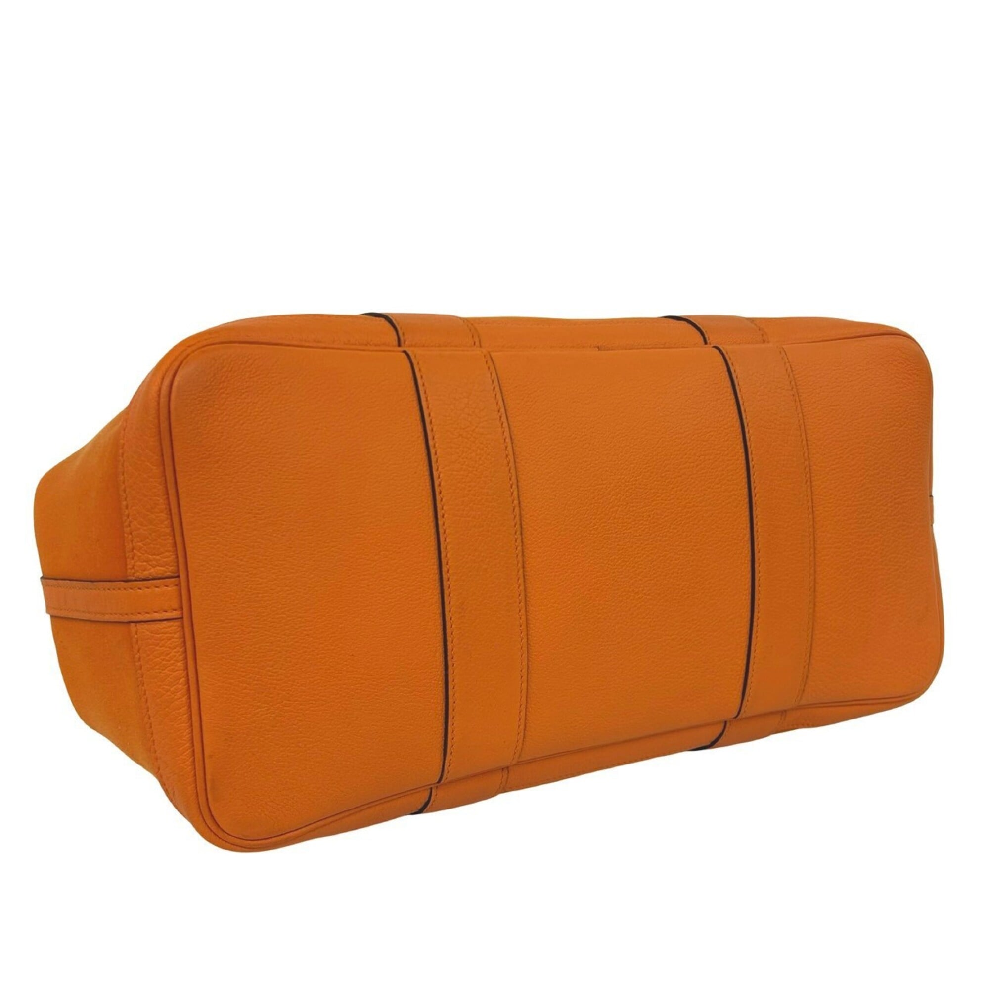 Hermes Orange Toile Officier Buffalo Leather Handbag Tote Bag (Pre-Owned)